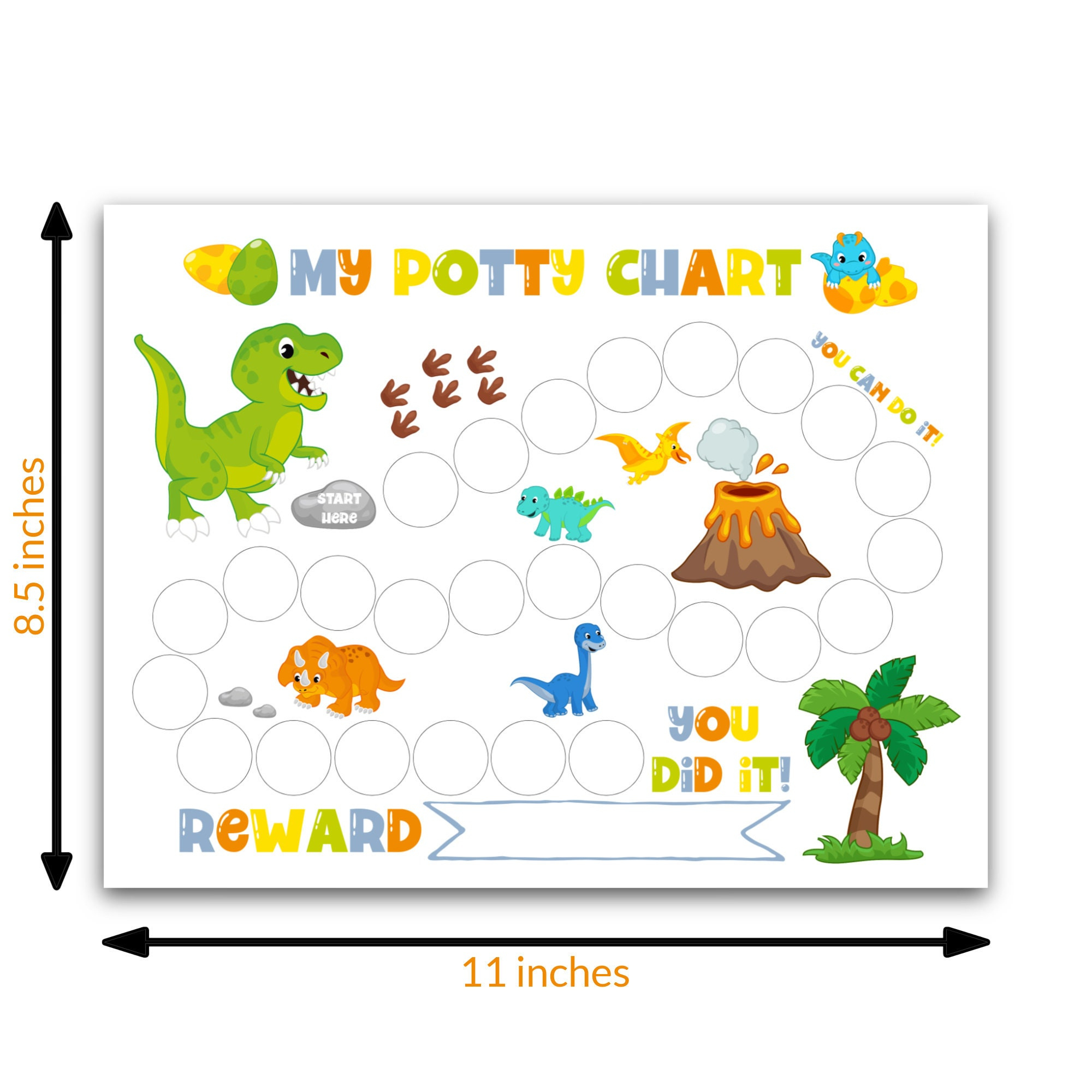 Dinosaur Potty Chart, Printable Potty Training Chart, Boy Sticker for Printable Potty Chart For Stickers