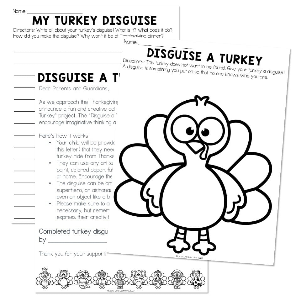 Disguise A Turkey - Lucky Little Learners regarding Disguise A Turkey Project Printable