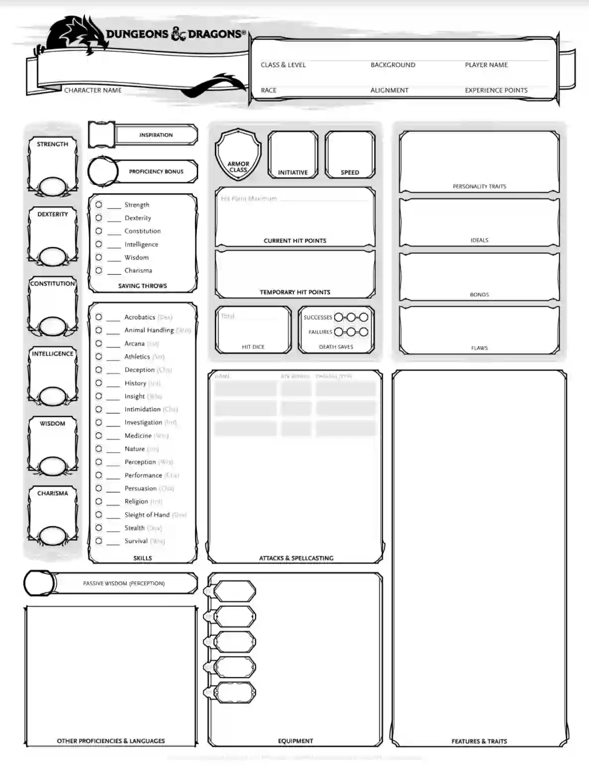Dnd Character Sheet ≡ Fill Out Printable Pdf Forms Online throughout Printable Dungeons and Dragons Character Sheet