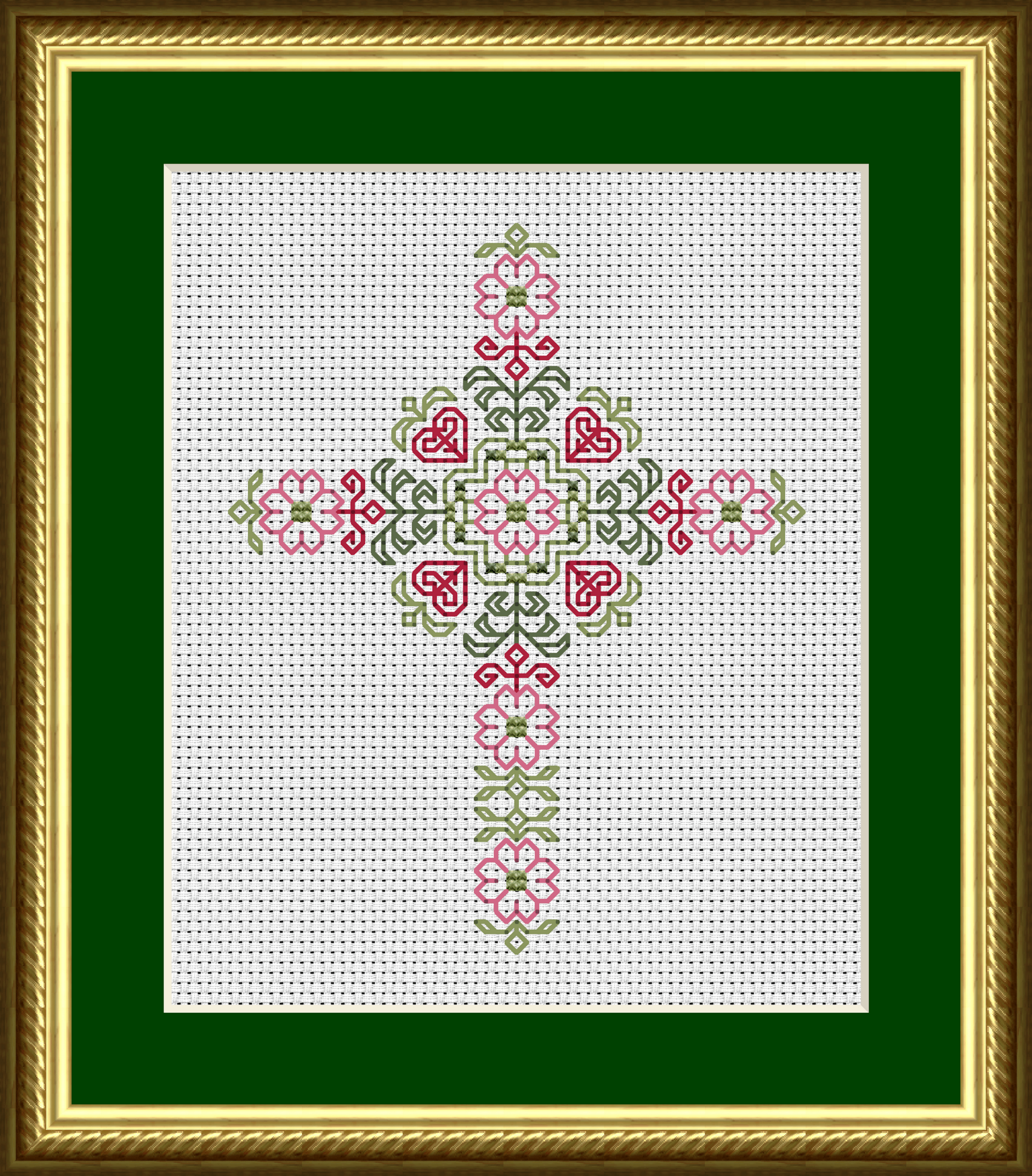 Dogwood Flowers And Hearts Cross Cross Stitch Pattern 4800 for Free Printable Cross Stitch Charts