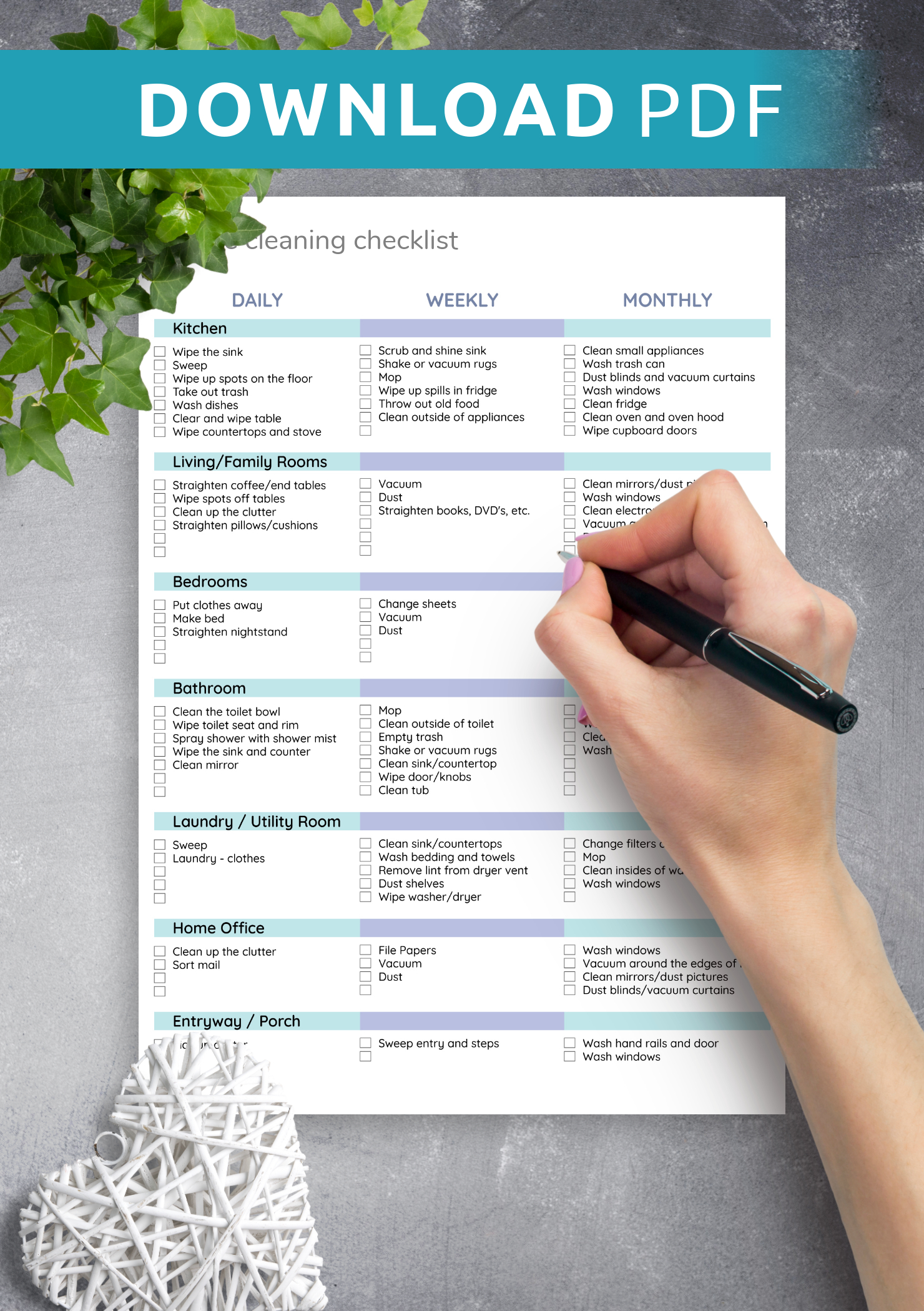 Download Printable House Cleaning Checklist Template Pdf intended for Free Printable House Cleaning Checklist