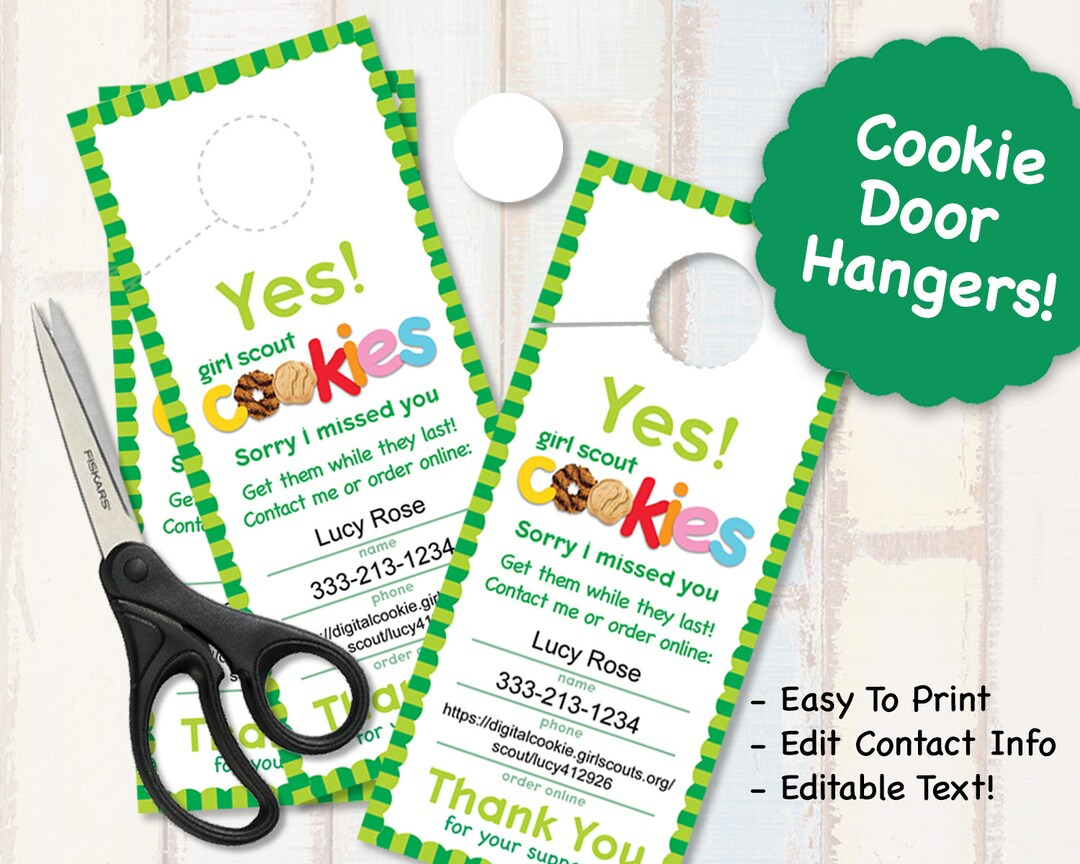 Editable Girl Scout Door Hanger Printables Girl Scouts Cookies inside Editable Door Sign Printable Free Girls