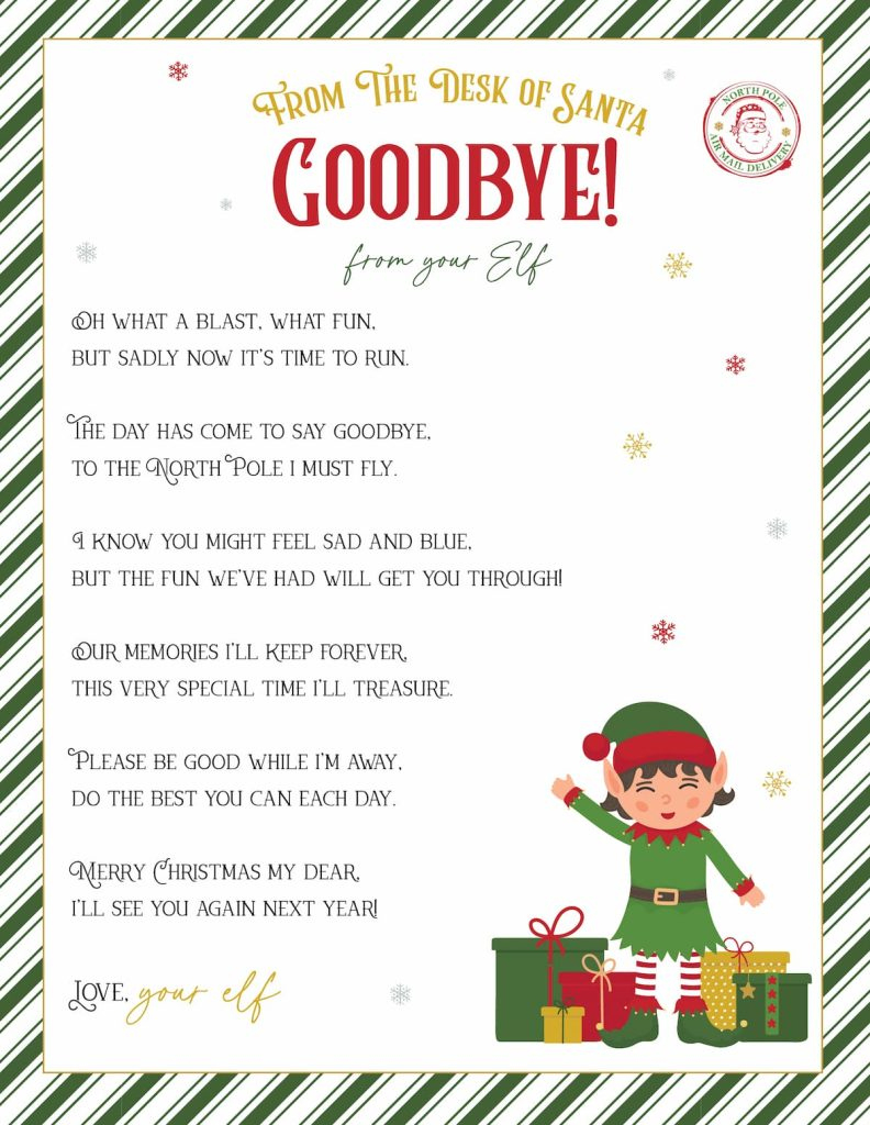 Elf On The Shelf Arrival And Goodbye Letters, Free Printable Set inside Printable Elf on the Shelf Letter