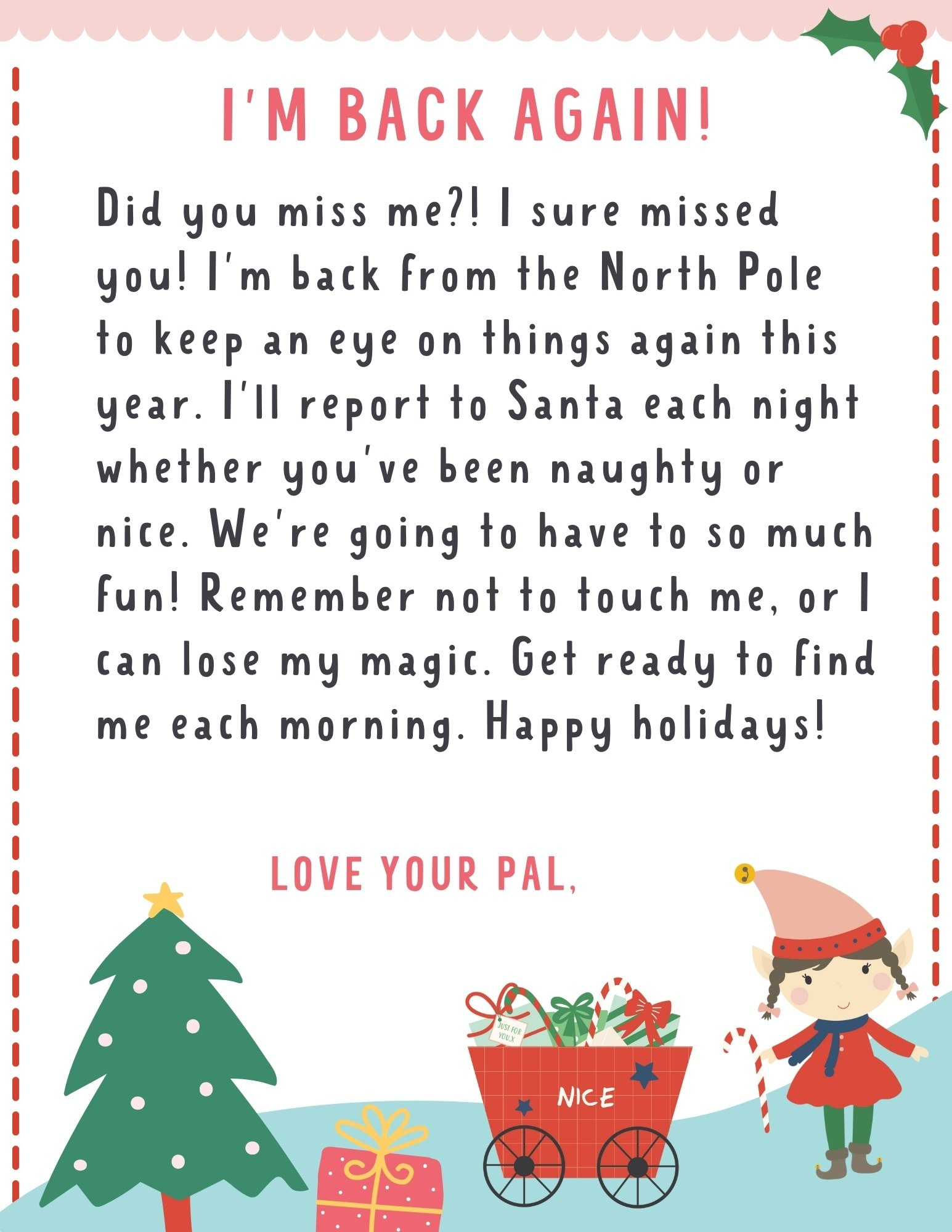 Elf On The Shelf Letter {4 Free Printables!} - Make Life Lovely throughout Printable Elf on the Shelf Letter