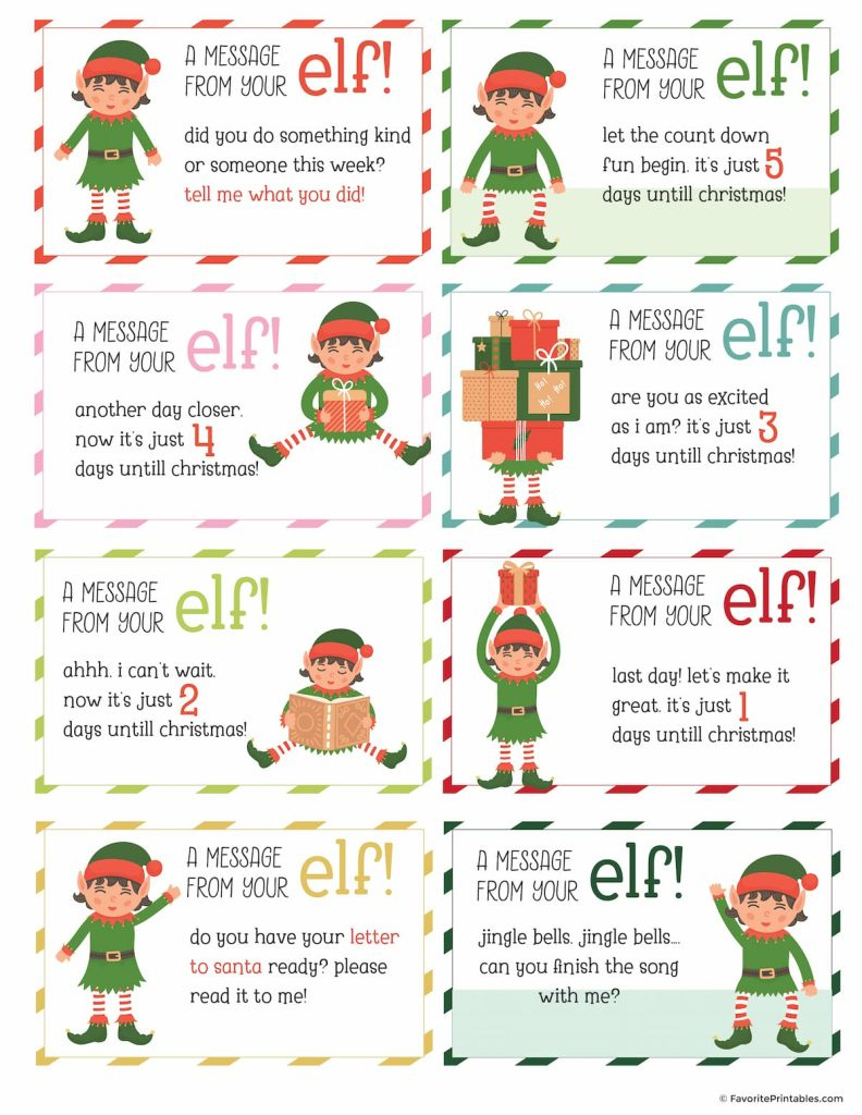 Elf On The Shelf Notes And Jokes, Free Printable Set Of 24 Cards within Free Elf on the Shelf Printables