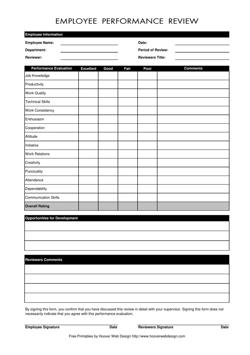 Employee Evaluation Form ≡ Fill Out Printable Pdf within Pdf Downloadable Free Employee Evaluation Forms Printable