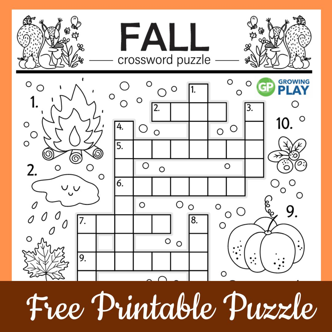 Fall Crossword Puzzle - Free Printable - Growing Play throughout Free Printable Crossword Puzzles Online