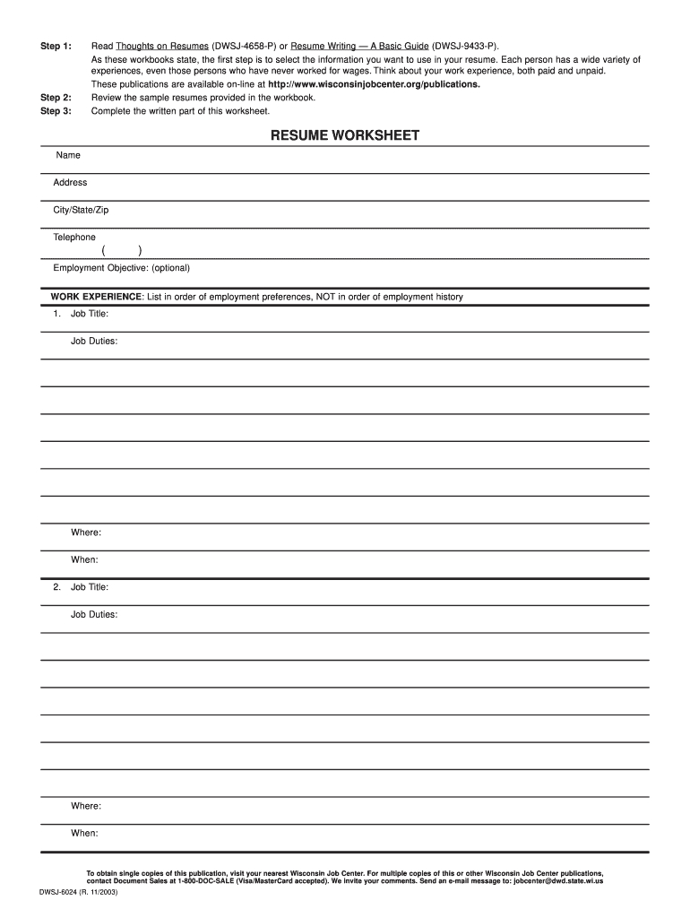 Fill In The Blank Resume Worksheet: Fill Out & Sign Online | Dochub pertaining to Fill in Blank Printable Resume Worksheet