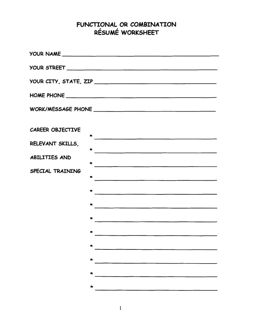 Fill In The Blank Resume Worksheet Pdf Form - Formspal intended for Fill in Blank Printable Resume Worksheet