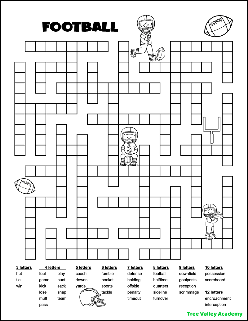 Football Fill In Word Puzzles - Tree Valley Academy regarding Fill It in Puzzles Printable