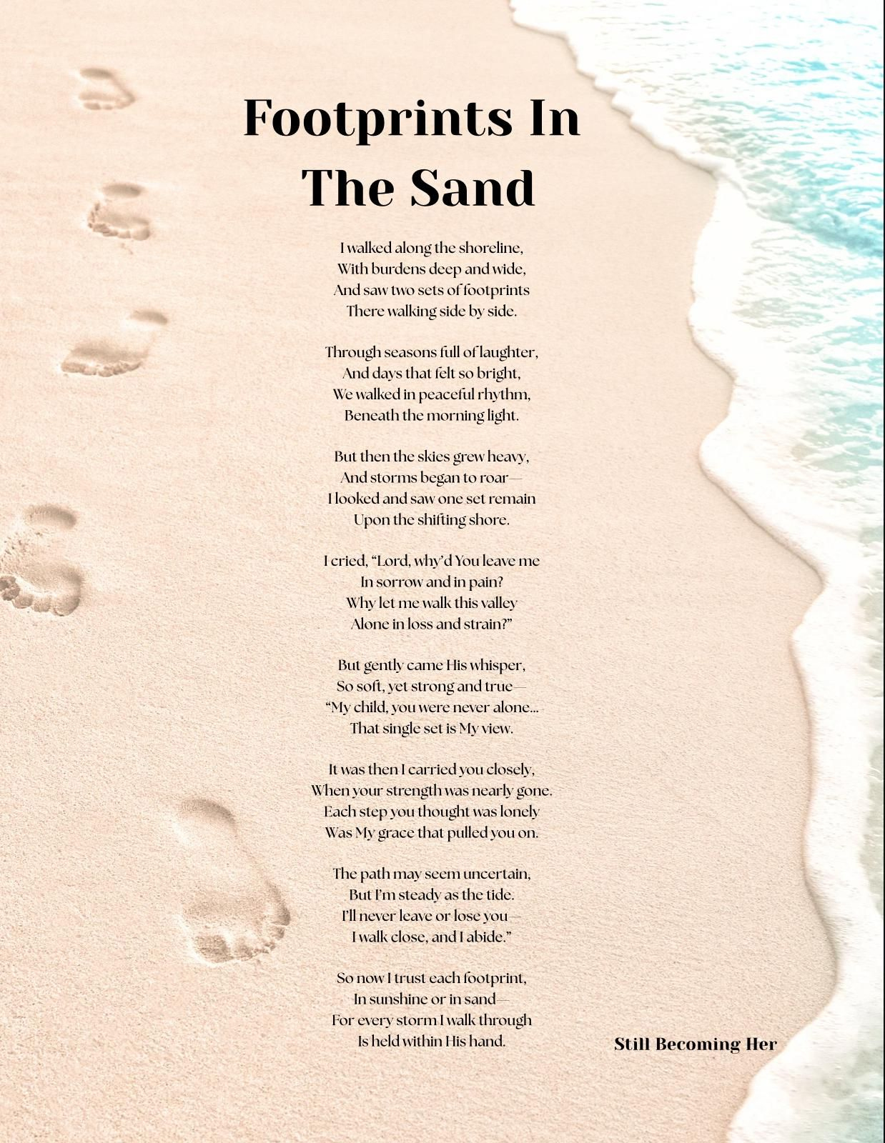 Footprints In The Sand Poem Printable - Shop On Pinterest regarding Footprints In The Sand Printable