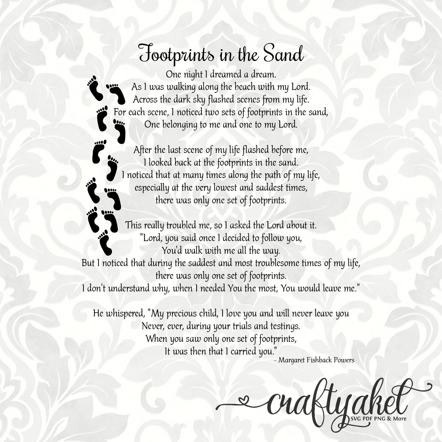 Footprints In The Sand Poem (Svg, Pdf, Png Digital File Vector with Footprints In The Sand Printable