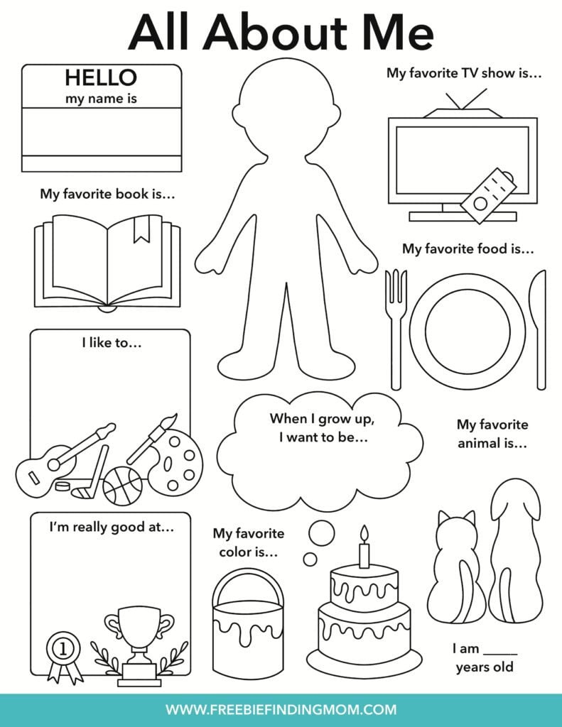 Free All About Me Worksheet throughout All About Me Free Printable