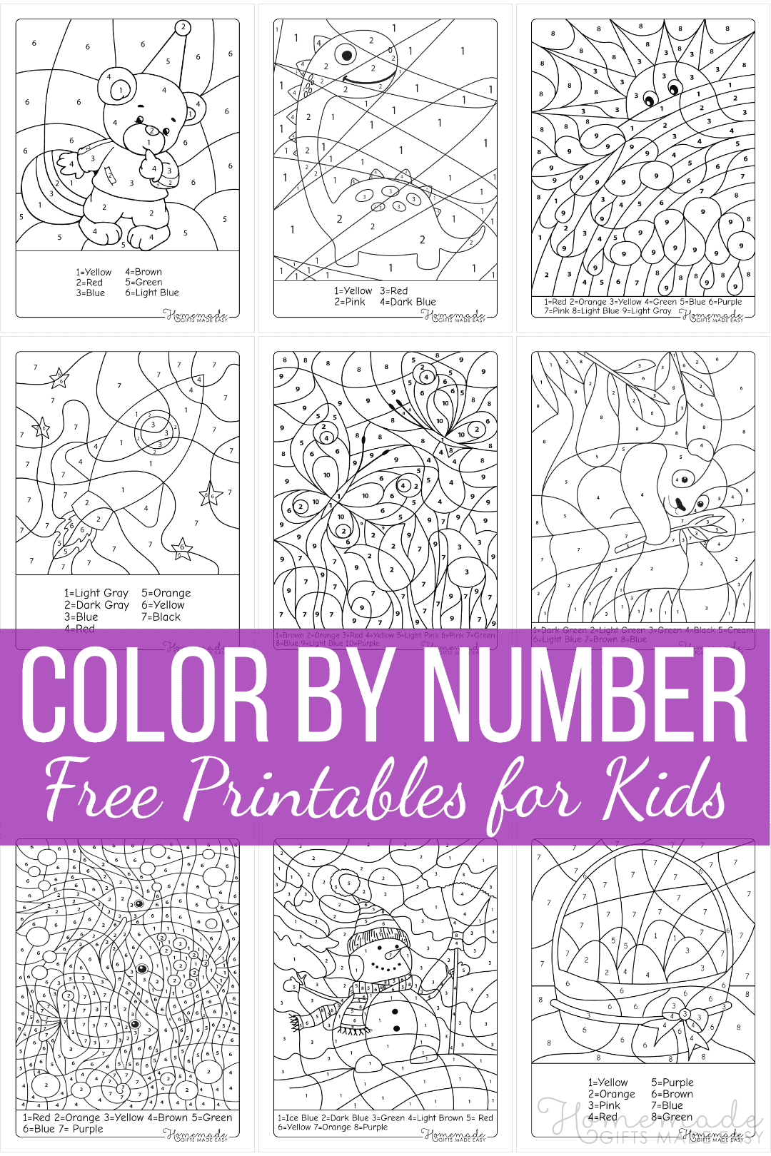 Free Colornumber Printables For Kids in Easy Free Printable Paint By Number