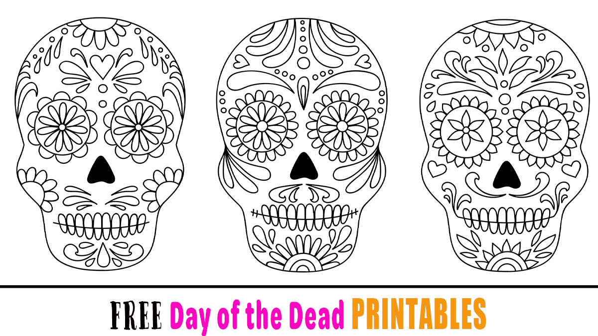 Free Dia De Los Muertos (Day Of The Dead) Printable Colouring regarding Day Of The Dead Printable Images