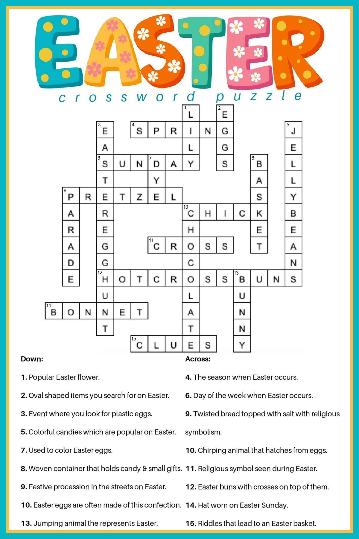 Free Easter Crossword Puzzle Printable - 2 Versions & Answer Key in Easy Printable Crosswords With Answers