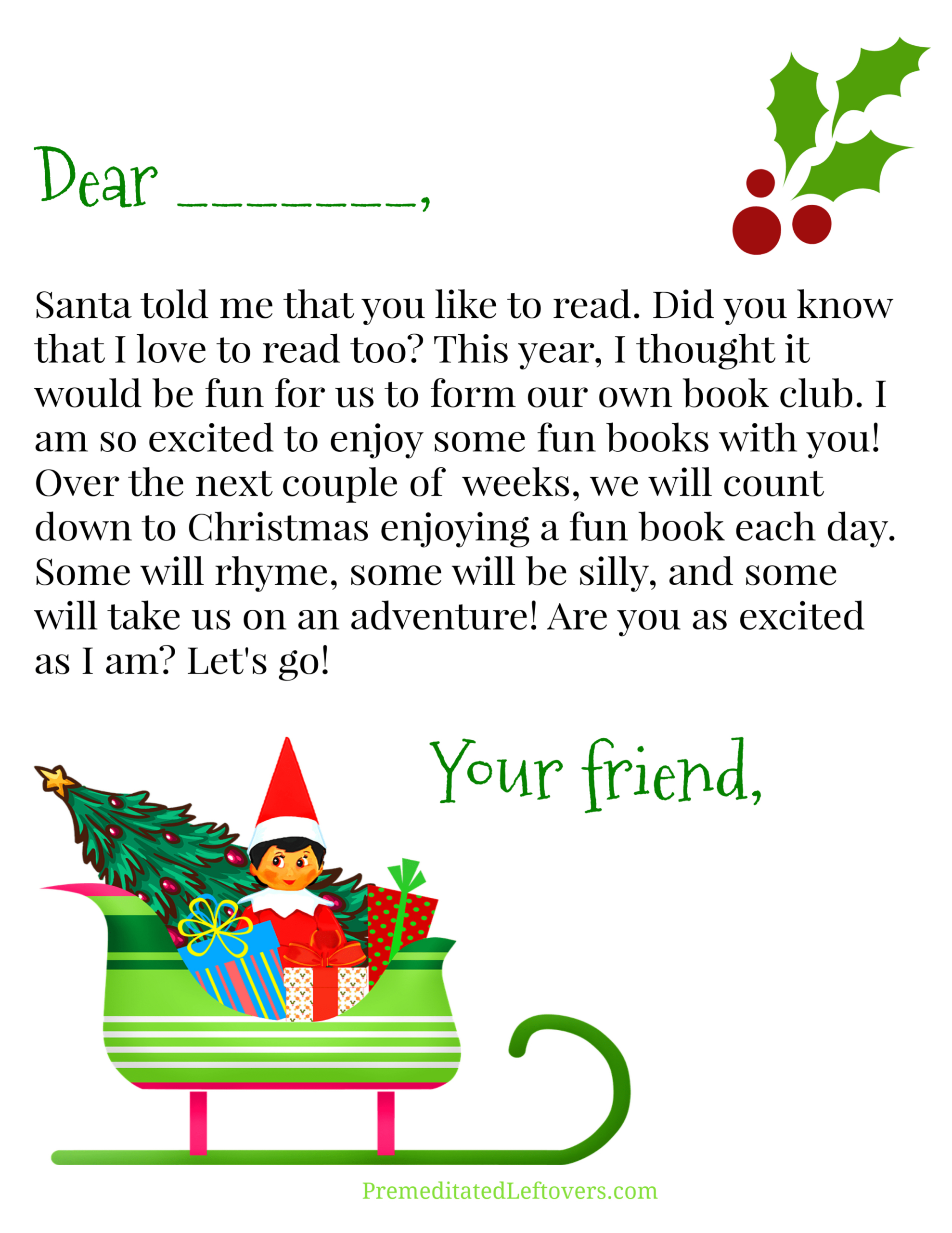 Free Elf On The Shelf Printables - Premeditated Leftovers™ within Elf on the Shelf Printable Letter