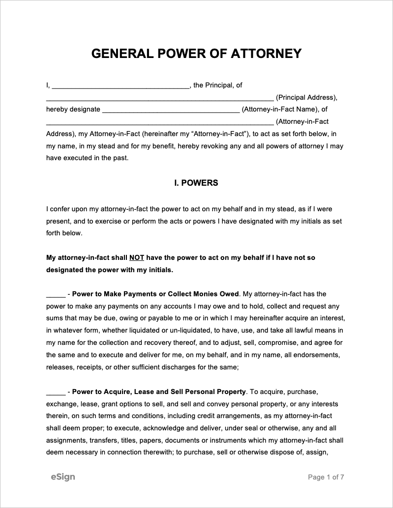 Free General Power Of Attorney Forms | Pdf | Word in Power of Attorney Printable Form