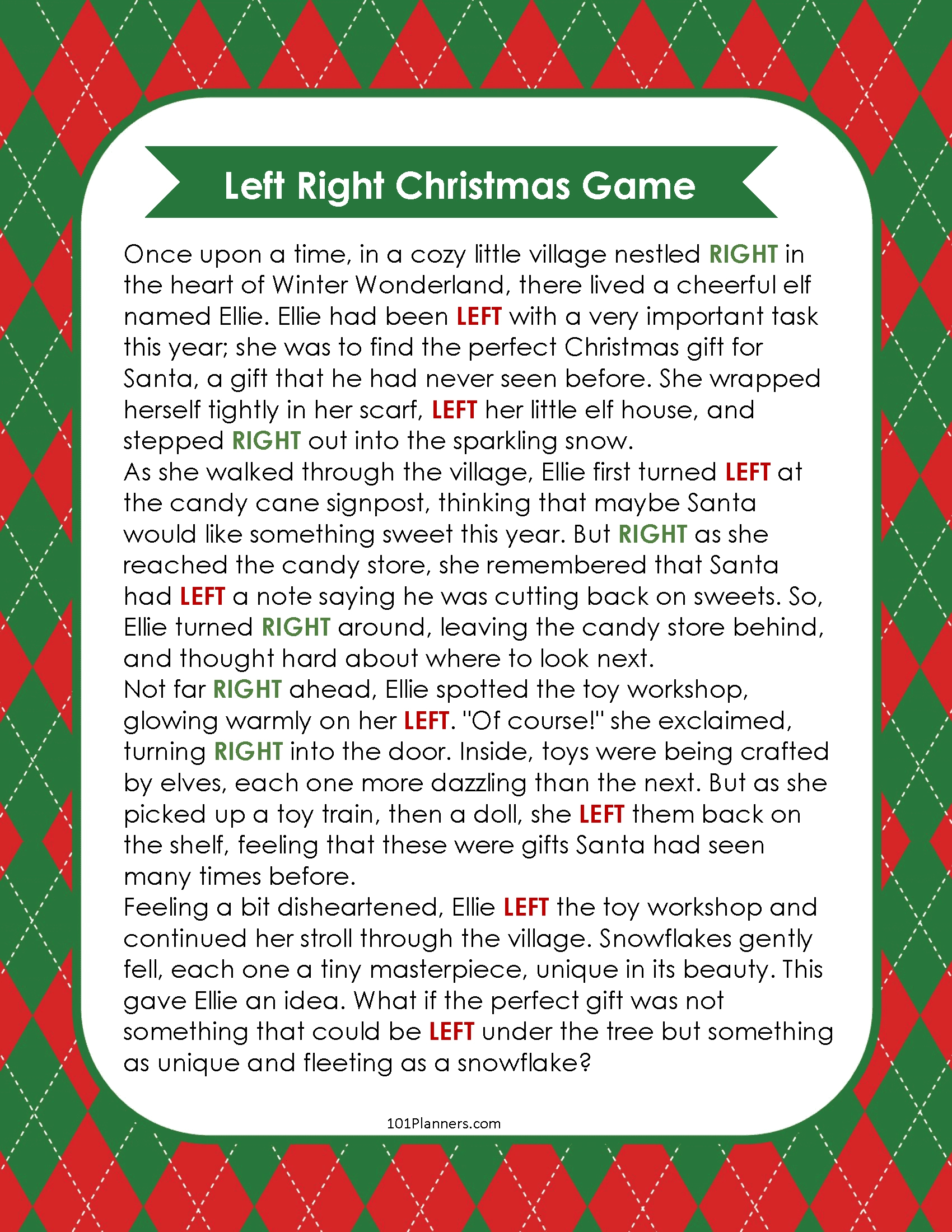 Free Left Right Christmas Game | Ai Personalized Story Creator regarding Left Right Game Christmas Printable