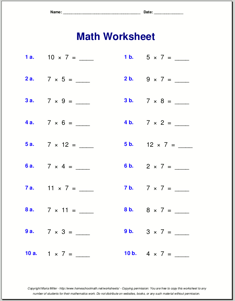 Free Math Worksheets with Printable 4th Grade Math Worksheets