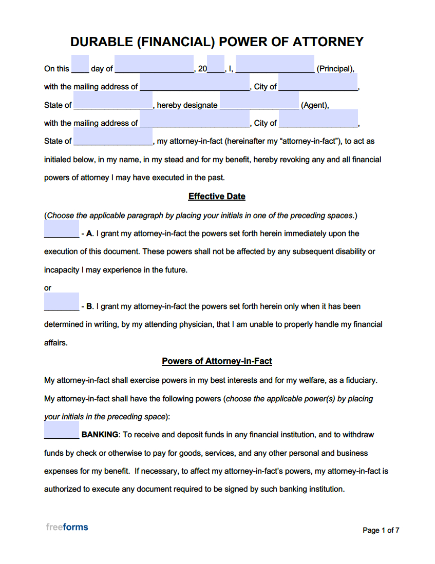 Free Power Of Attorney Forms | Pdf | Word intended for Power Of Attorney Printable Form
