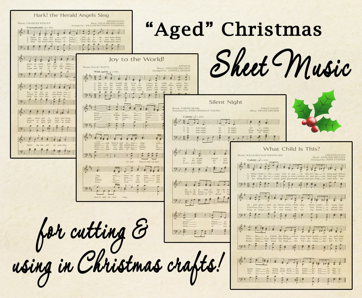 Free Printable “Aged” Music Sheets | Celebrating Holidays pertaining to Vintage Christmas Sheet Music Printable