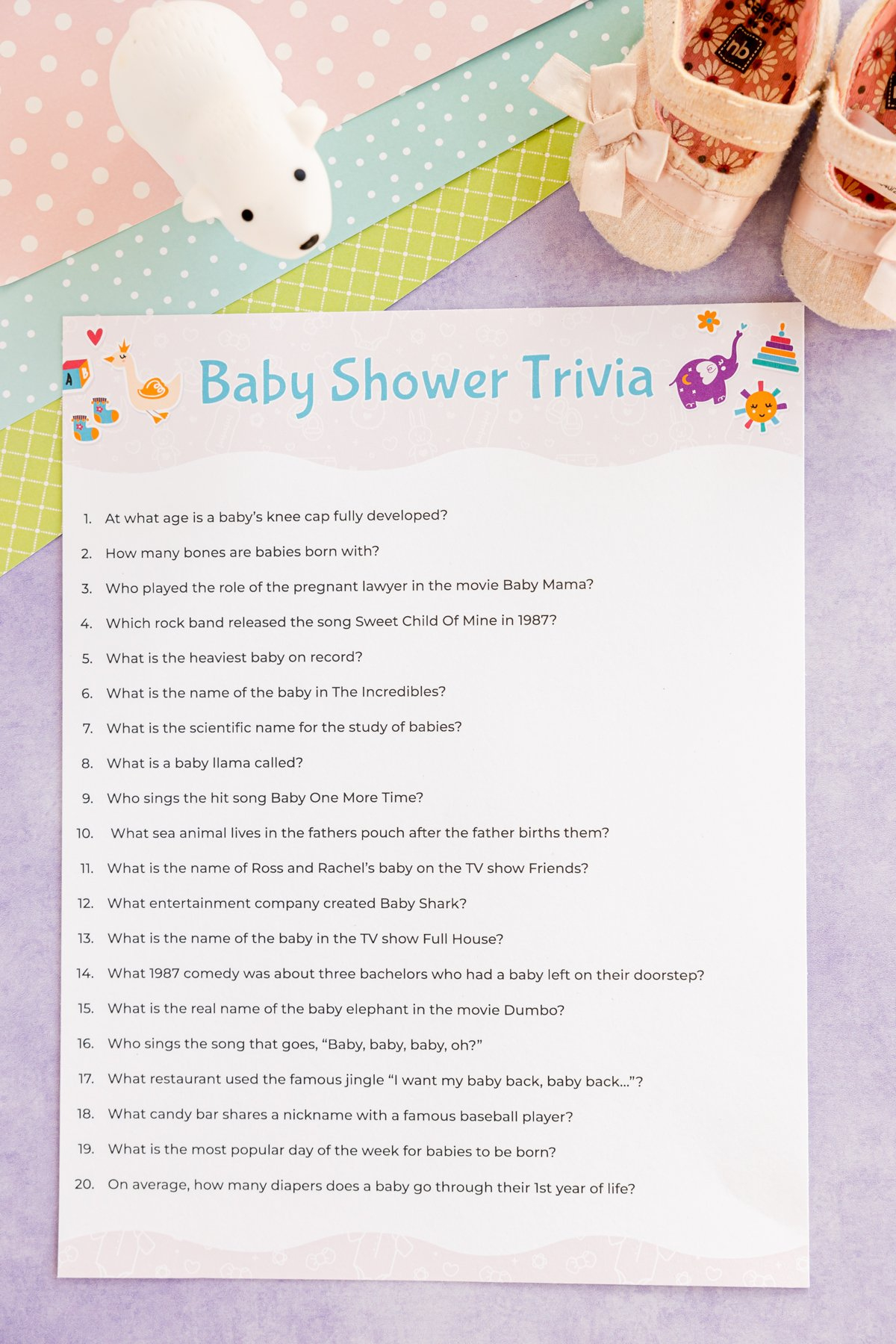Free Printable Baby Shower Trivia Game - Play Party Plan regarding Baby Shower Trivia Game Printable
