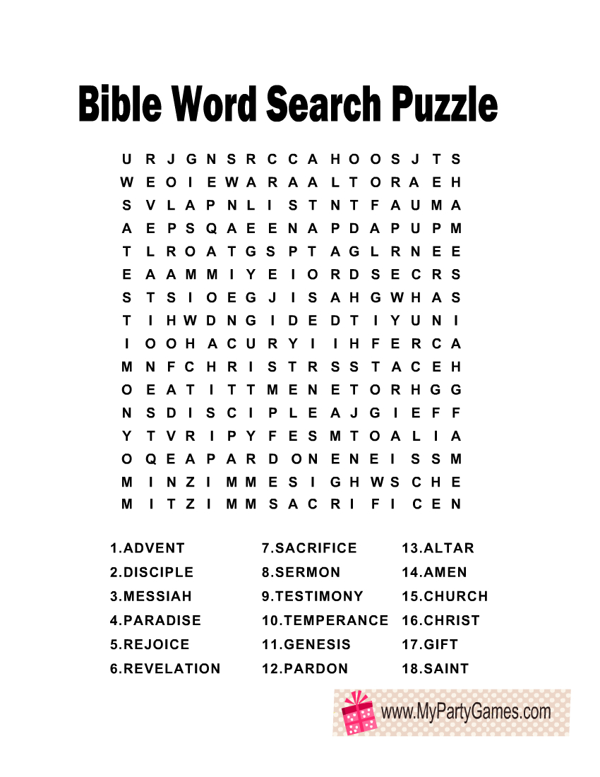 Free Printable Bible Word Search Puzzles With Answer Key inside Printable Bible Word Search Puzzles