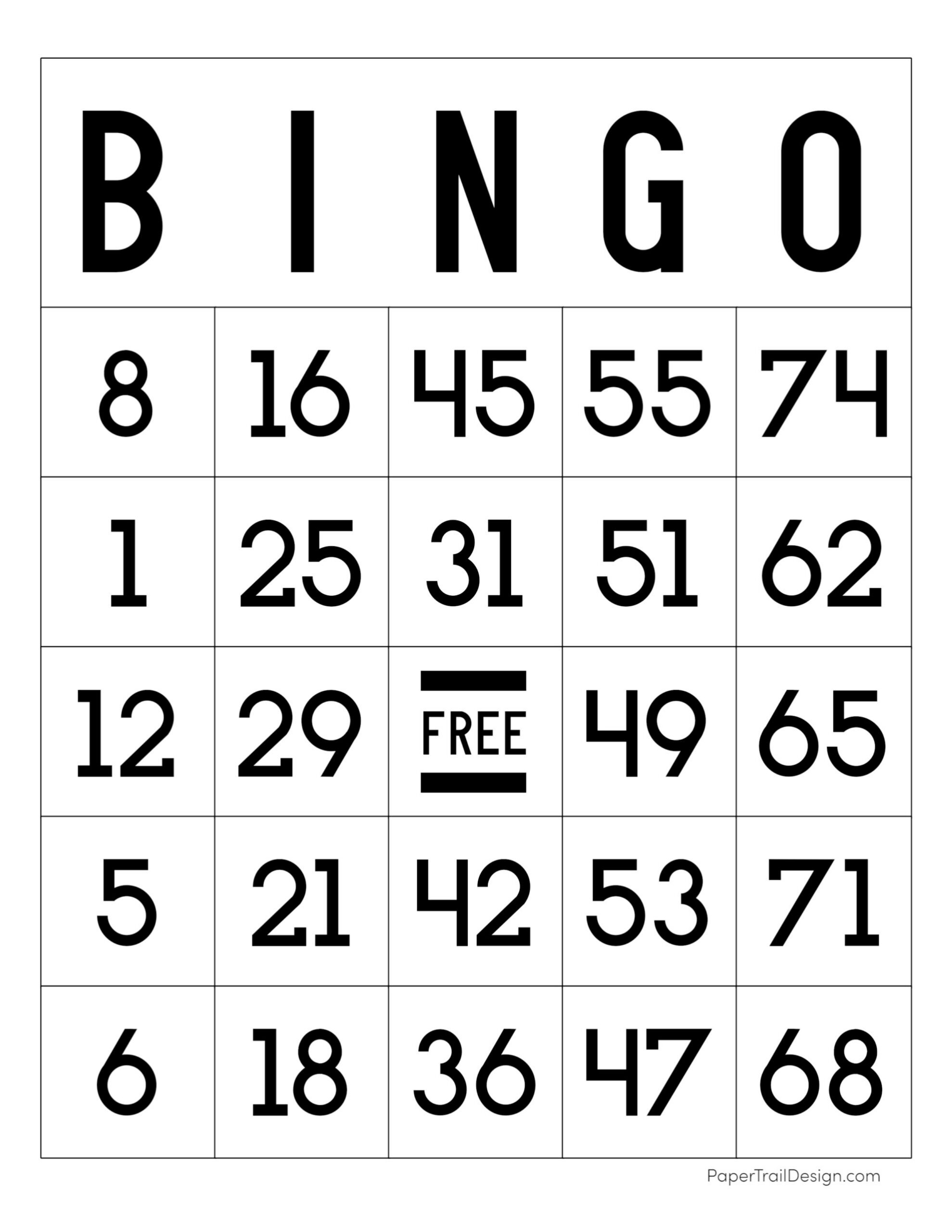 Free Printable Bingo Cards - Paper Trail Design for Bingo Game Bingo Cards Printable