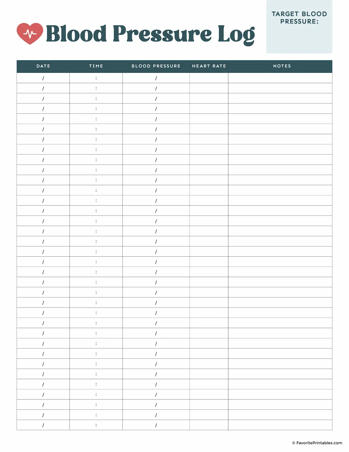 Free Printable Blood Pressure Log - Favorite Printables inside Blood Pressure Monitoring Chart Printable