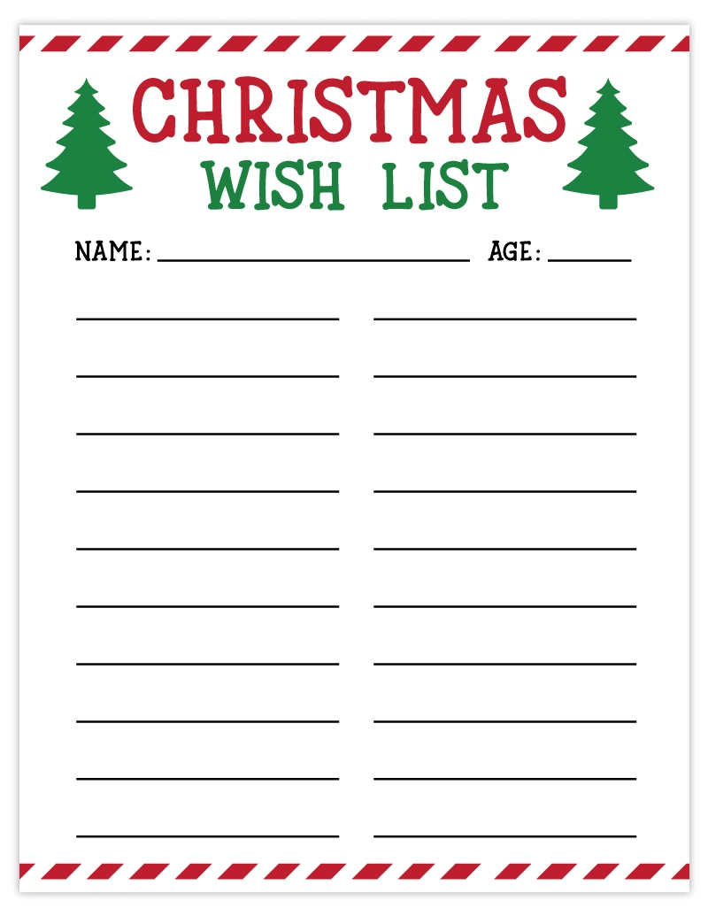 Free Printable Christmas List | Wish List For Kids - Pjs And Paint throughout Printable Santa Claus Wish List