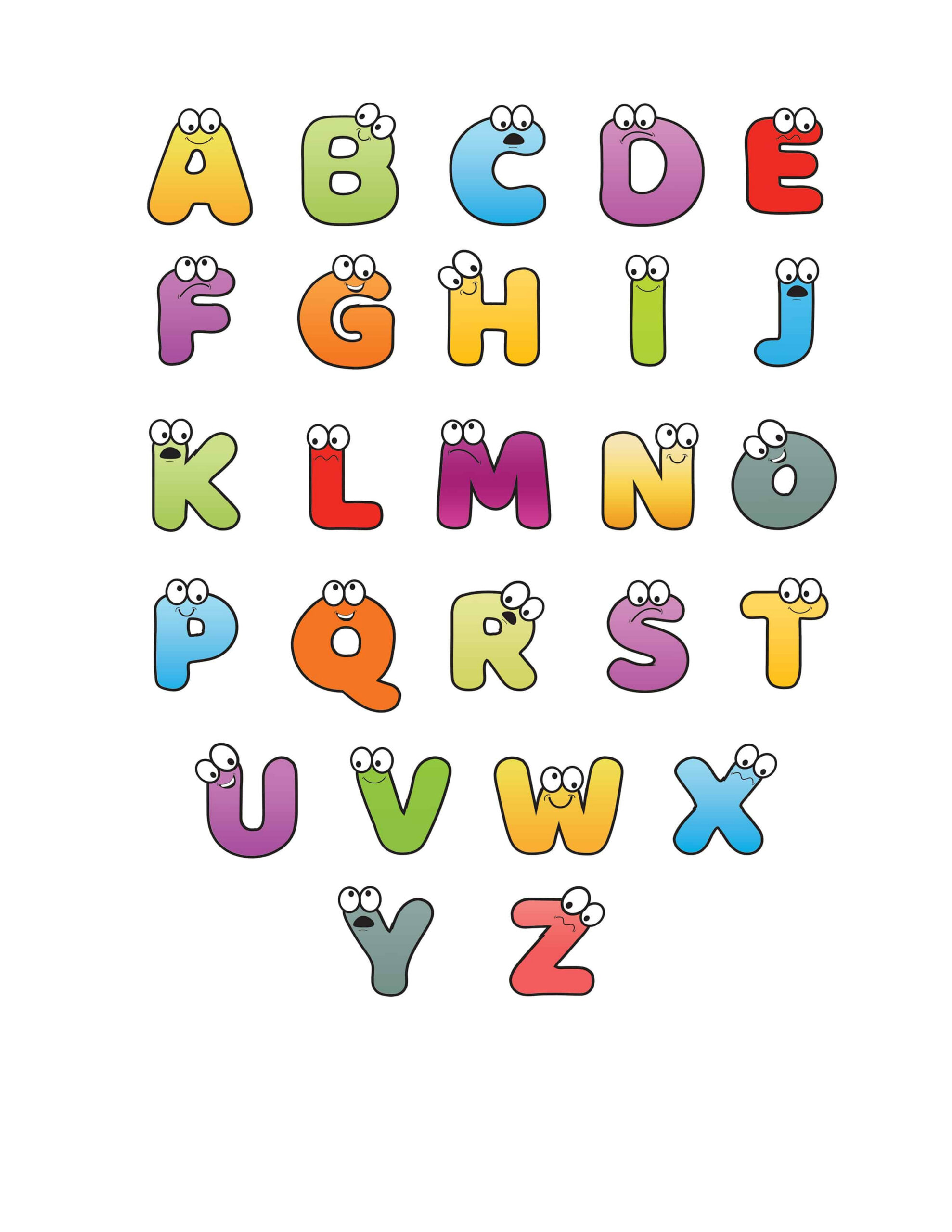 Free Printable Colorful Cartoon Letters Alphabet throughout Printable Letters Of The Alphabet