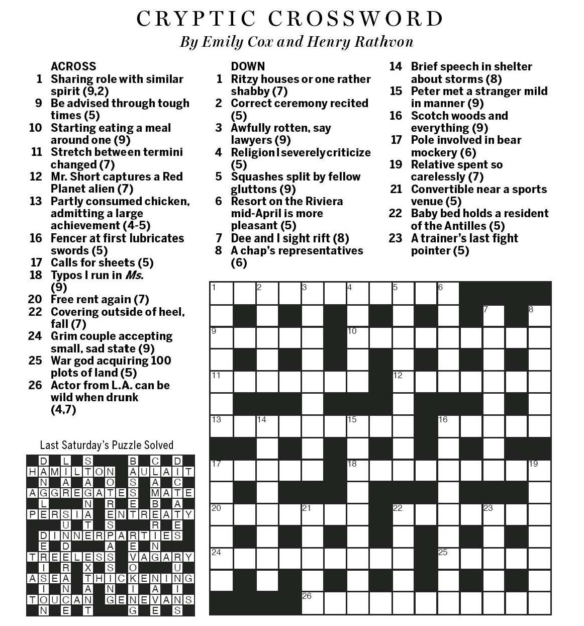 Free Printable Cryptic Crosswords - Printable Party Favors intended for Free Online Crossword Puzzles Printable