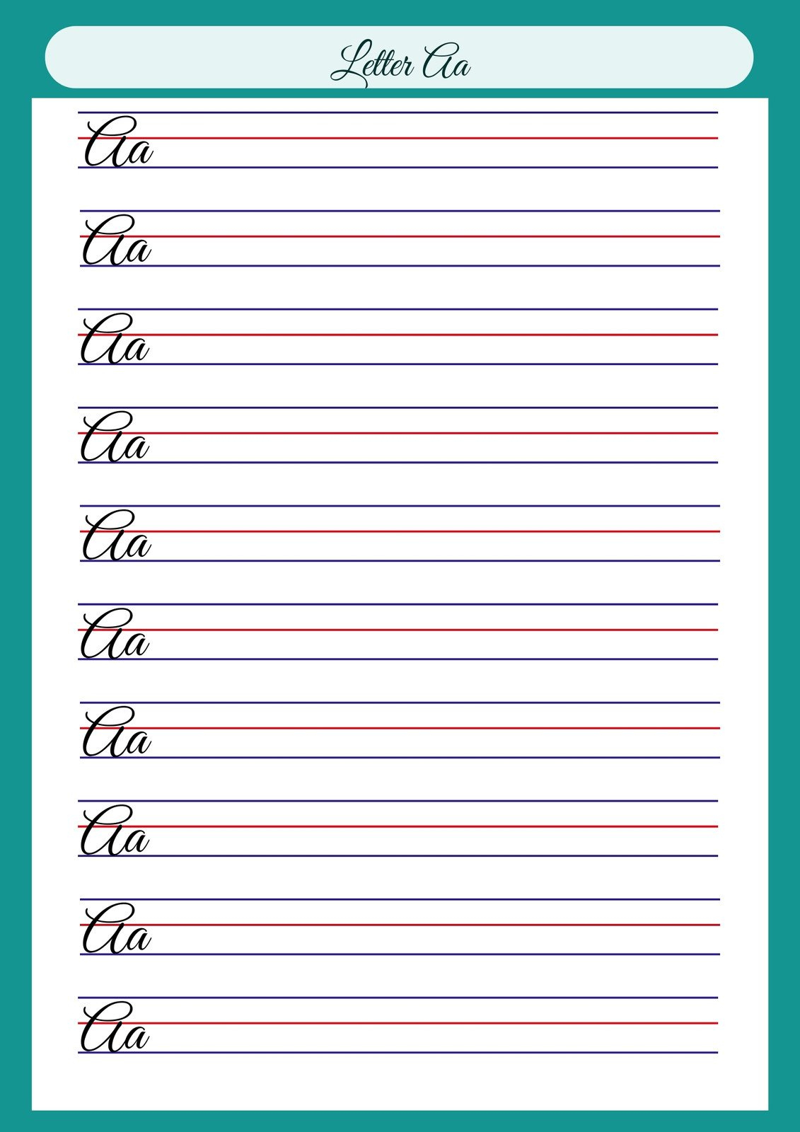 Free Printable Cursive Writing Worksheet Templates | Canva for Free Printable Cursive Handwriting Worksheets