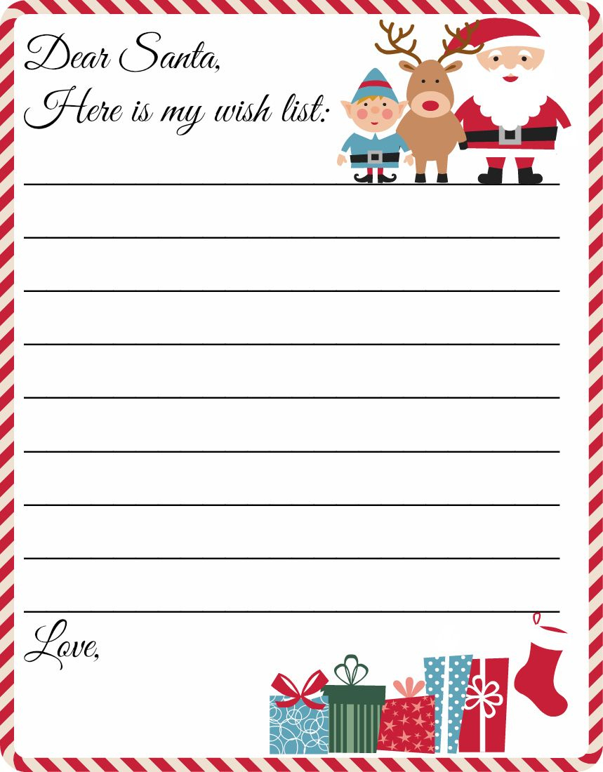 Free Printable Letter To Santa Template ~ Cute Christmas Wish List inside Santa Claus Wish List Printable