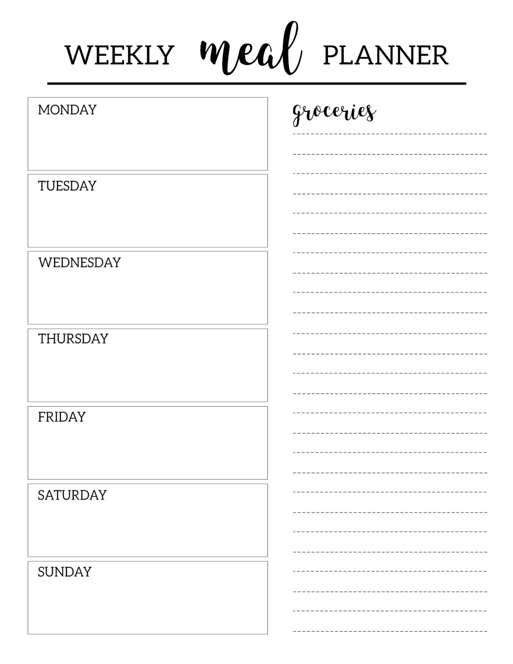Free Printable Meal Planner Template - Paper Trail Design regarding Free Printable Meal Planner