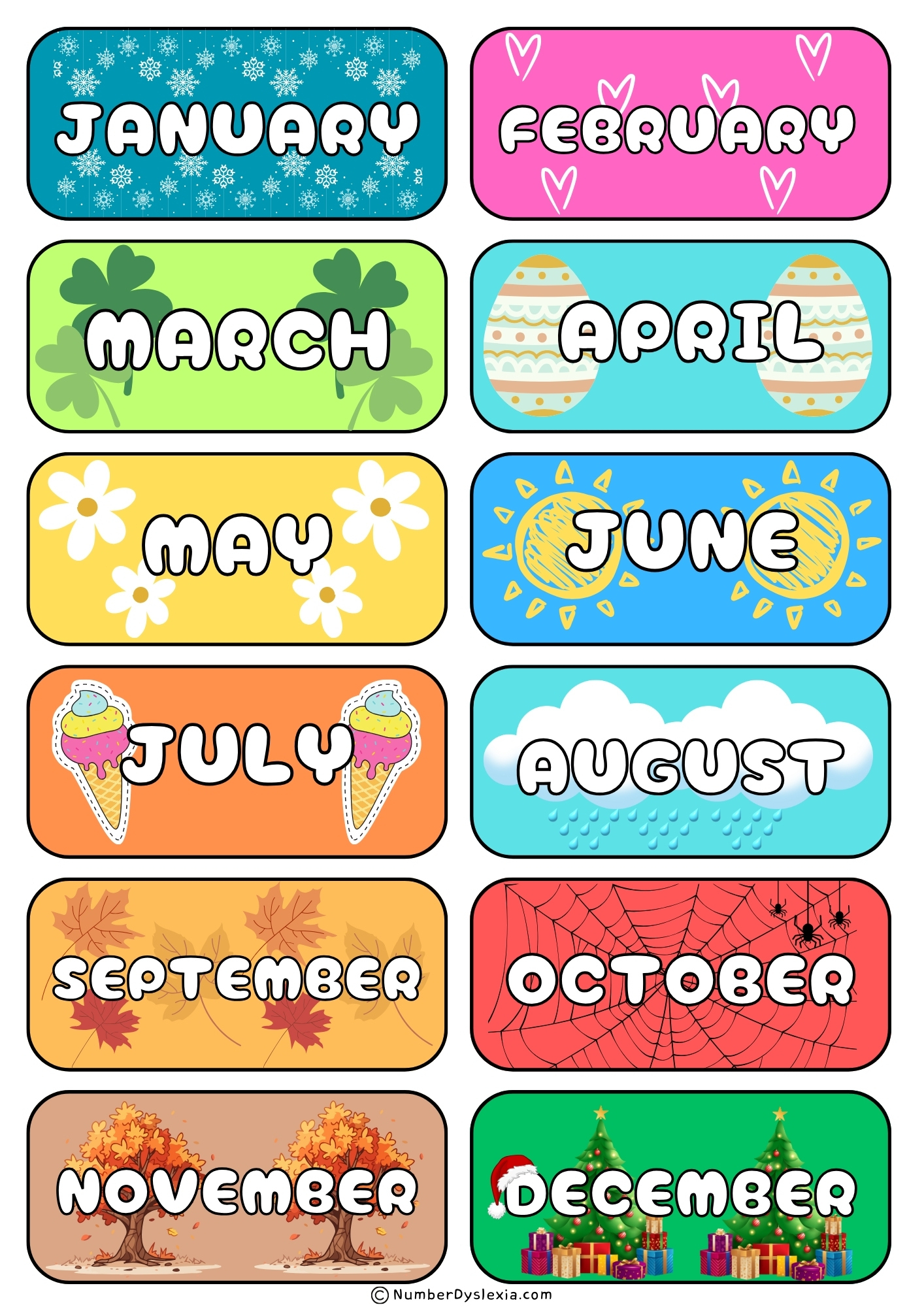 Free Printable Months Of The Year Charts [Pdf] - Number Dyslexia pertaining to Free Printable Months Of The Year