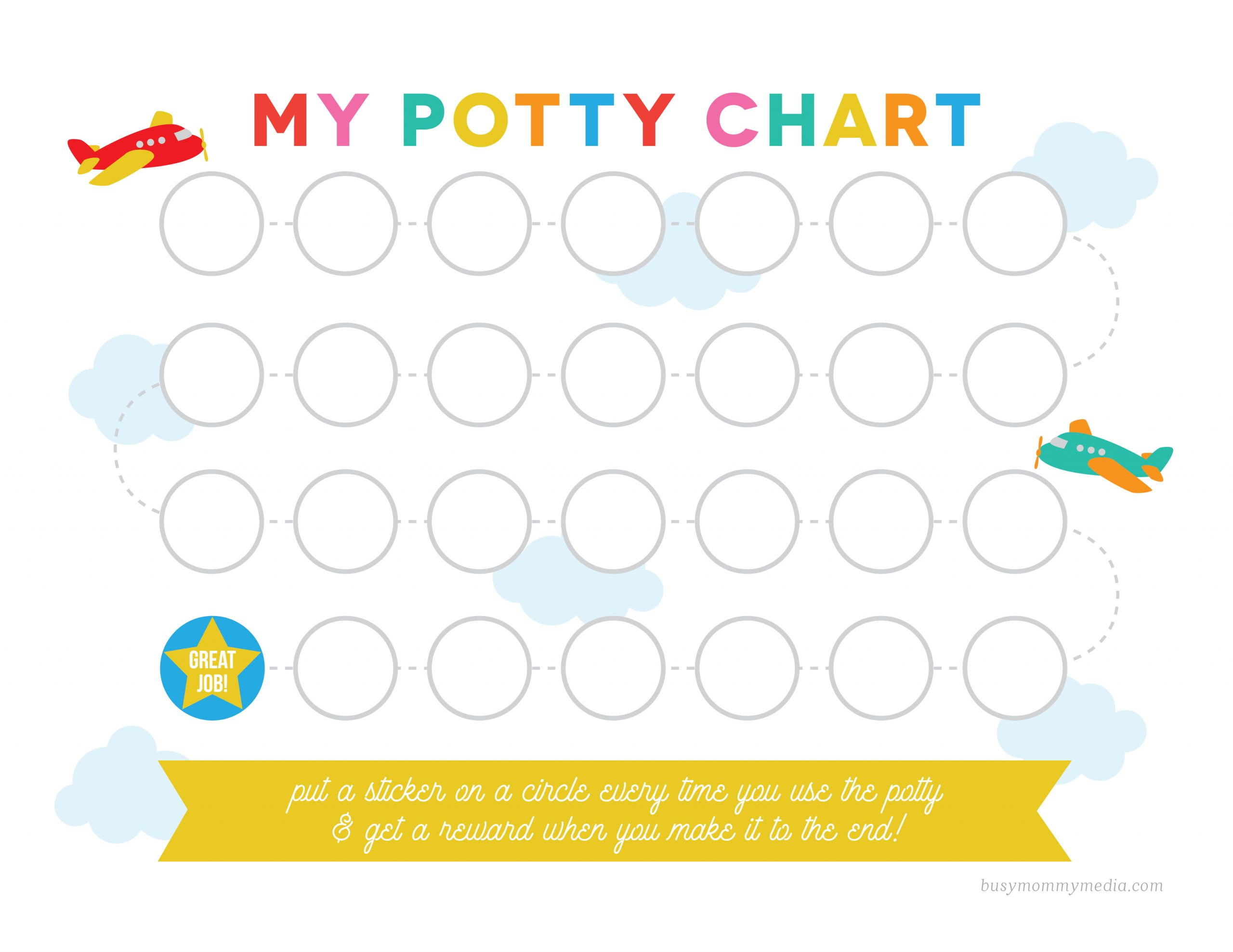 Free Printable Potty Training Chart throughout Printable Potty Chart For Stickers