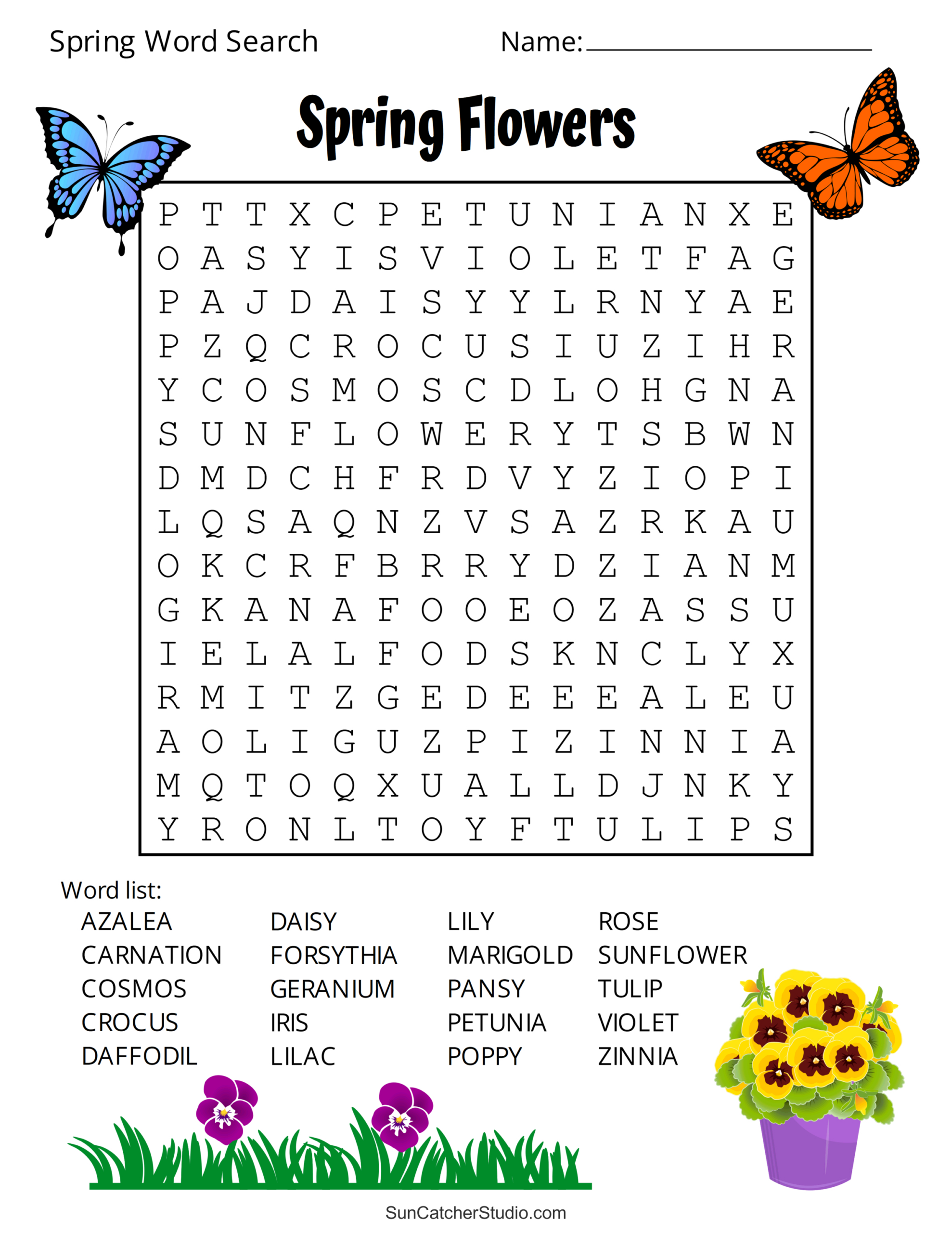 Free Printable Spring Word Search Puzzles – Free Printables in Large Print Printable Word Search