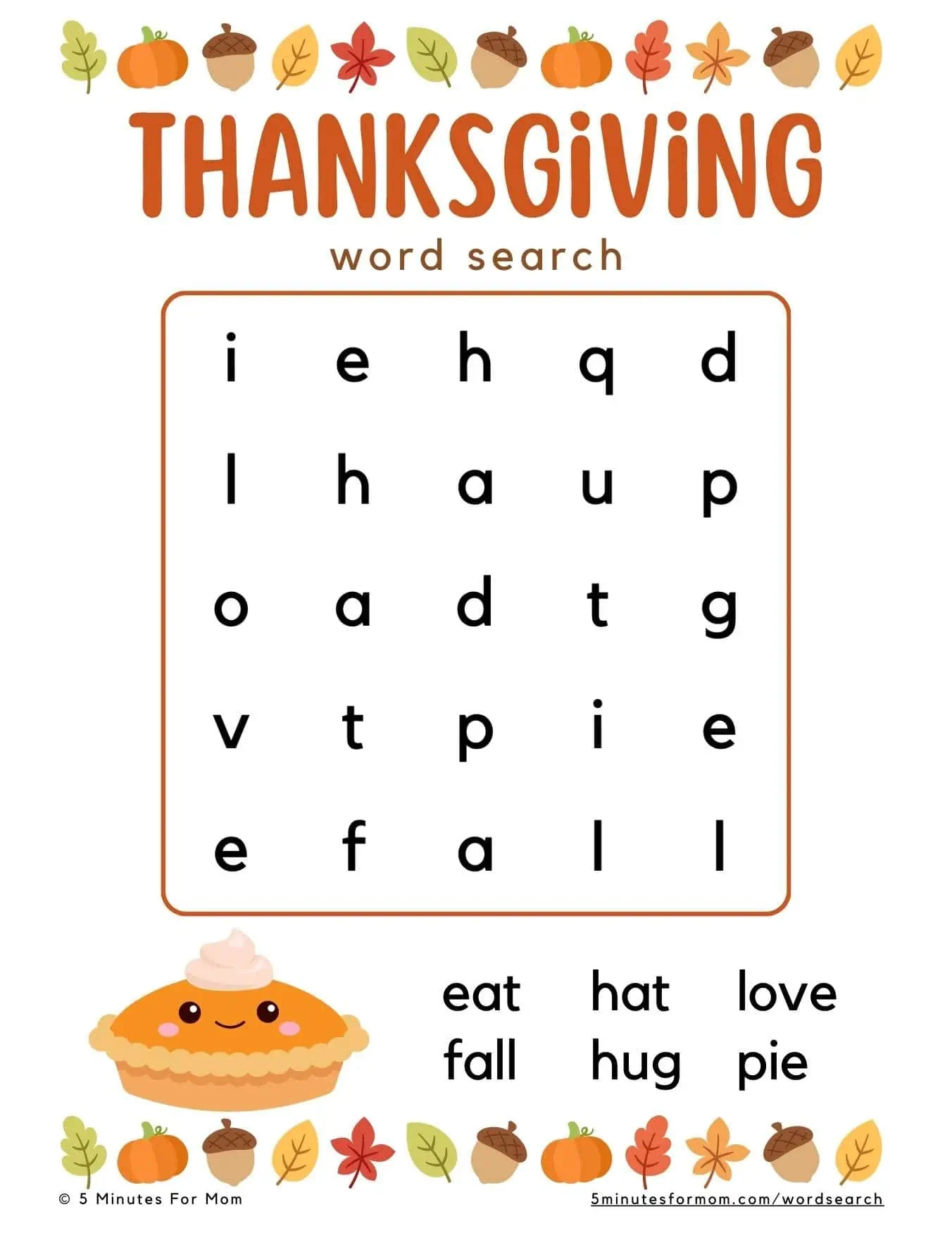 Free Printable Thanksgiving Word Search For Kids in Free Printable Thanksgiving Word Puzzles