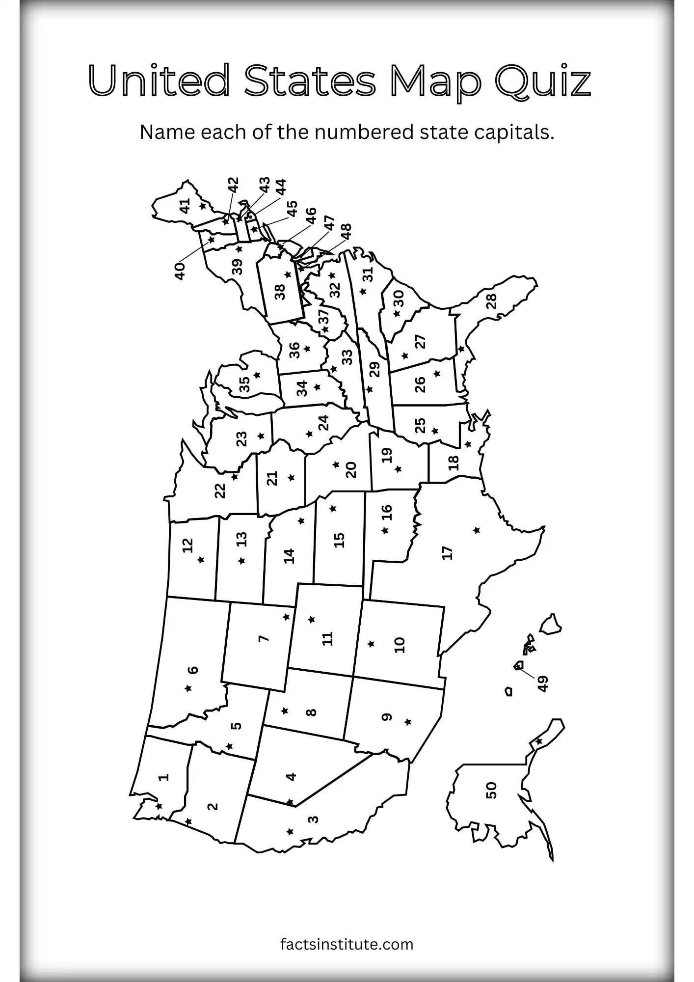 Free Printable Us States And Capitals Map (&amp;amp; Other Goodies) - The within Us States And Capitals Quiz Printable