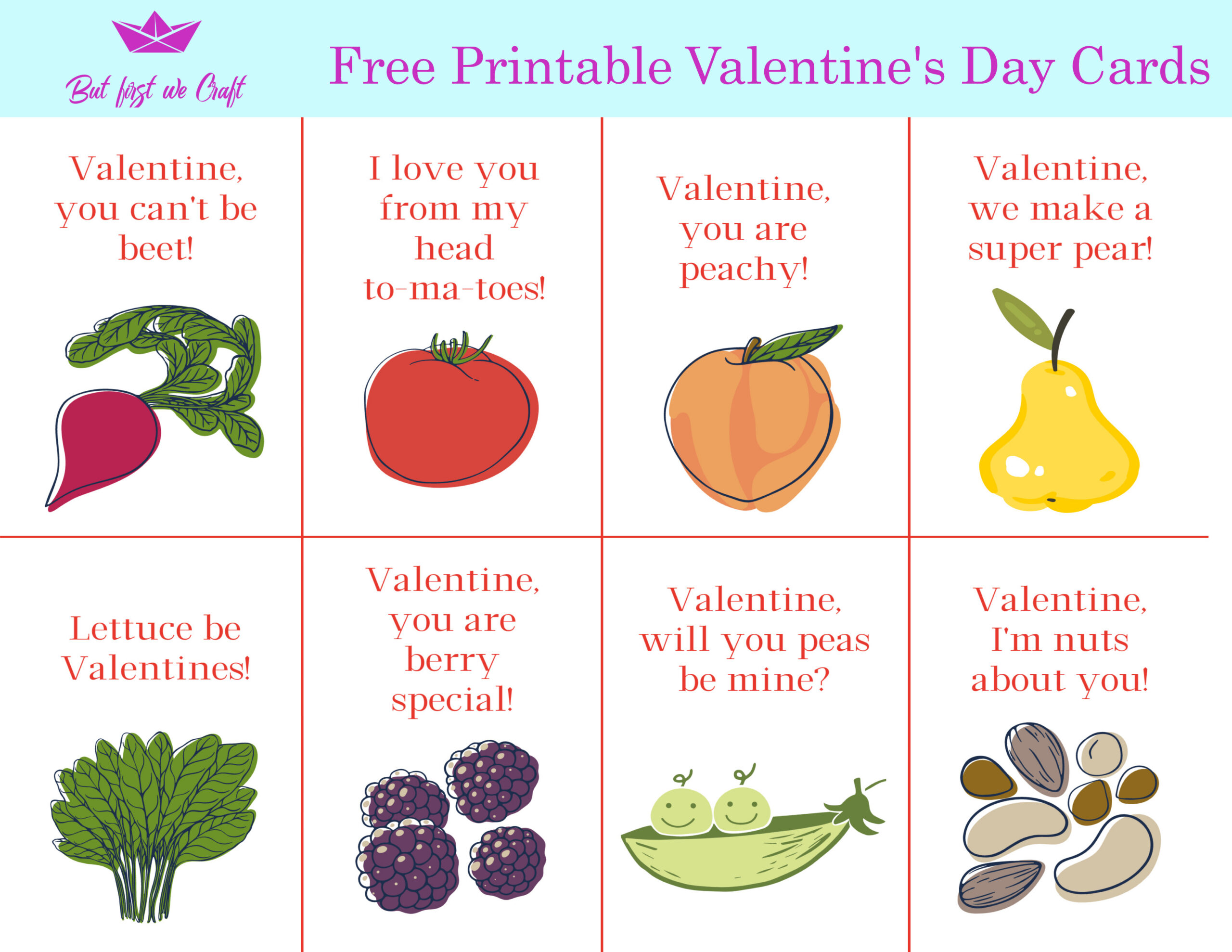 Free Printable Valentine Cards – But First We Craft inside Free Printable Childrens Valentines Day Cards