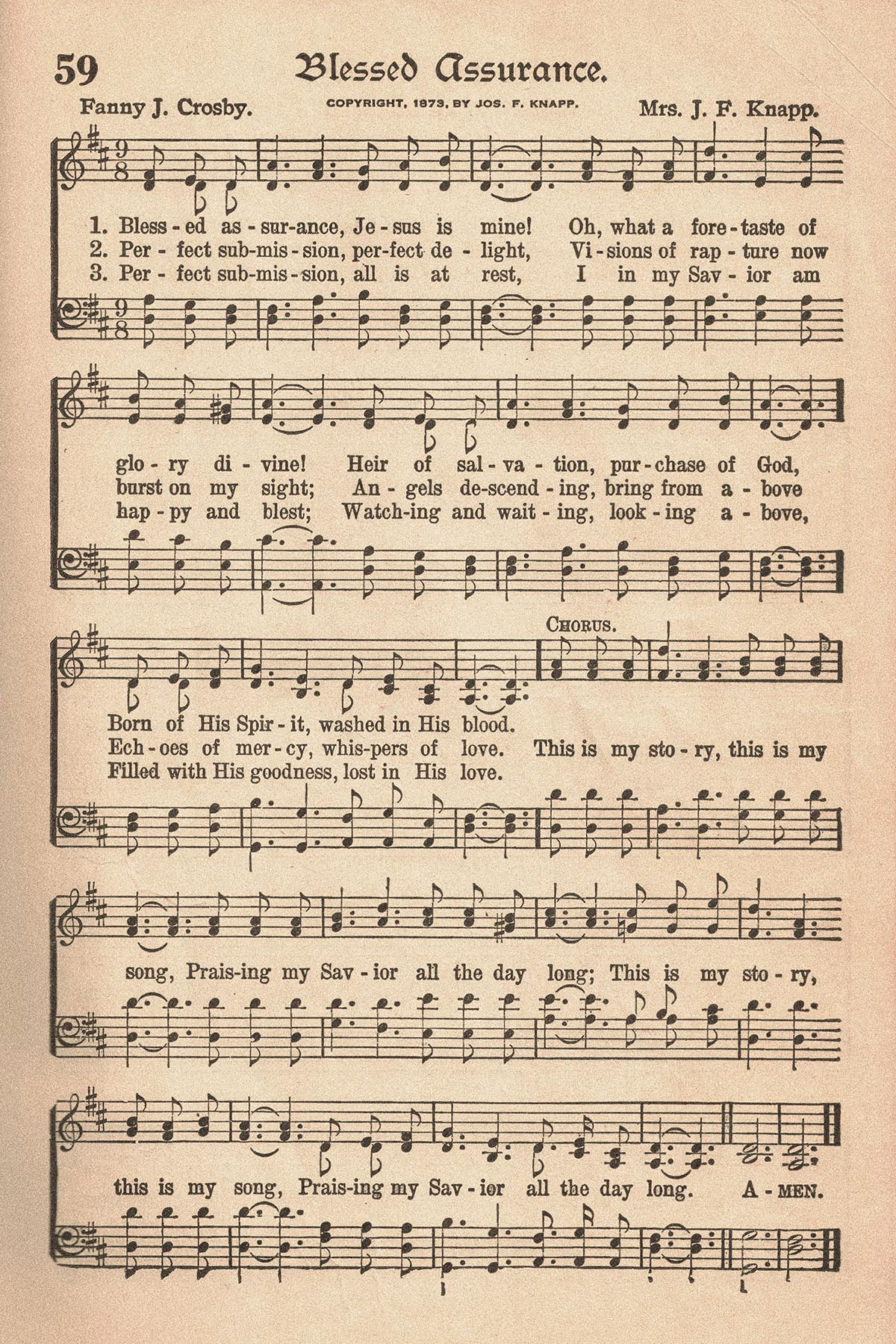 Free Printable Vintage Hymns Sheet Music • Rose Clearfield in Free Printable Hymns With Lyrics