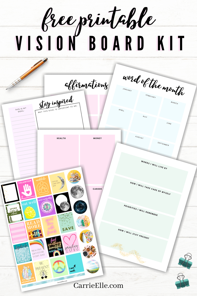 Free Printable Vision Board Kit - Carrie Elle pertaining to Free Vision Board Printables