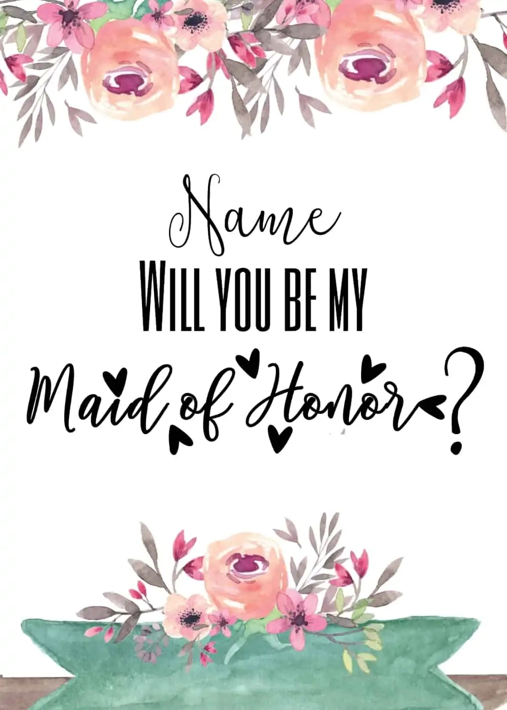Free Printable Will You Be My Bridesmaid Cards And Ideas with regard to Will You Be My Maid of Honour Printable