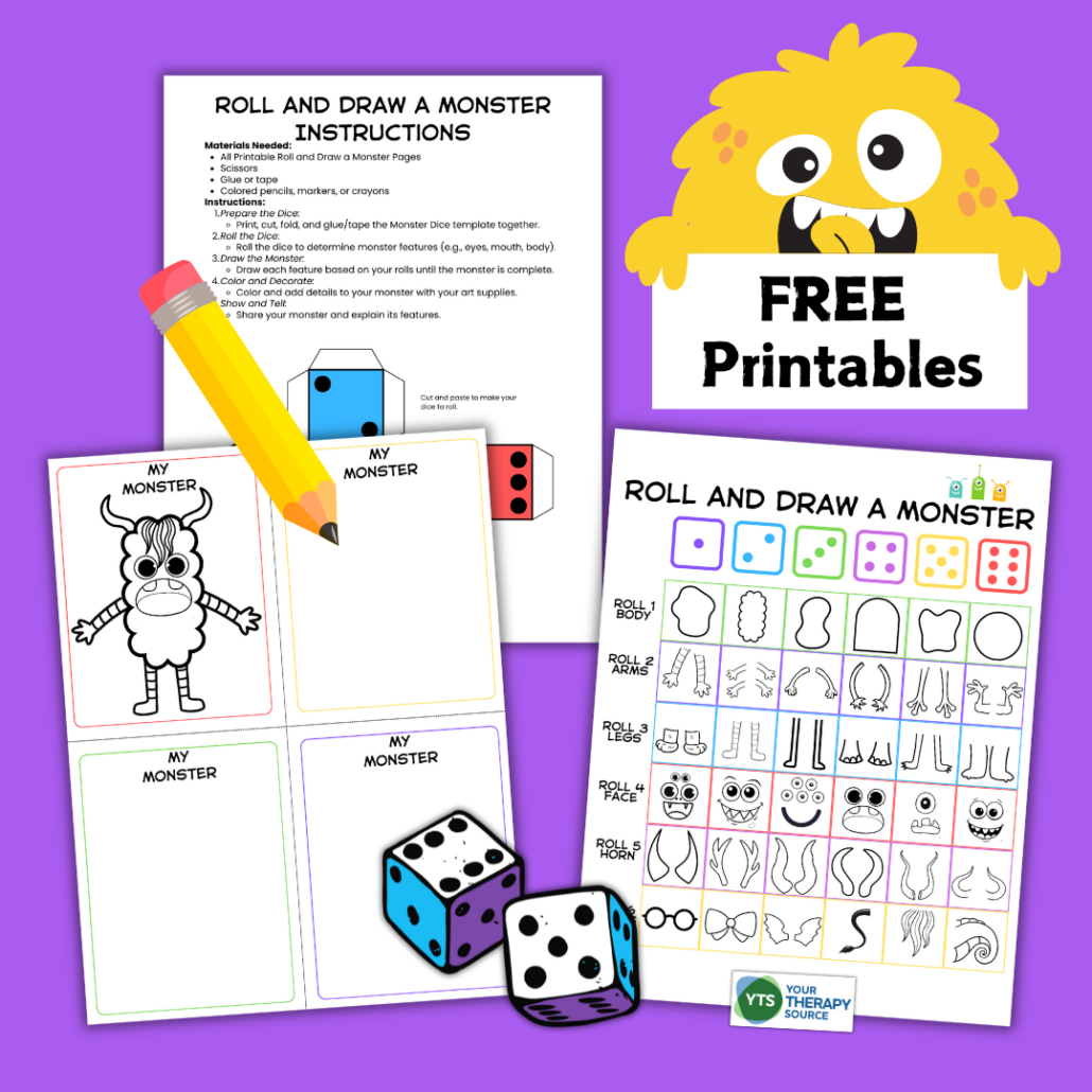 Free Roll A Monster Printable - Your Therapy Source intended for Roll A Monster Free Printable