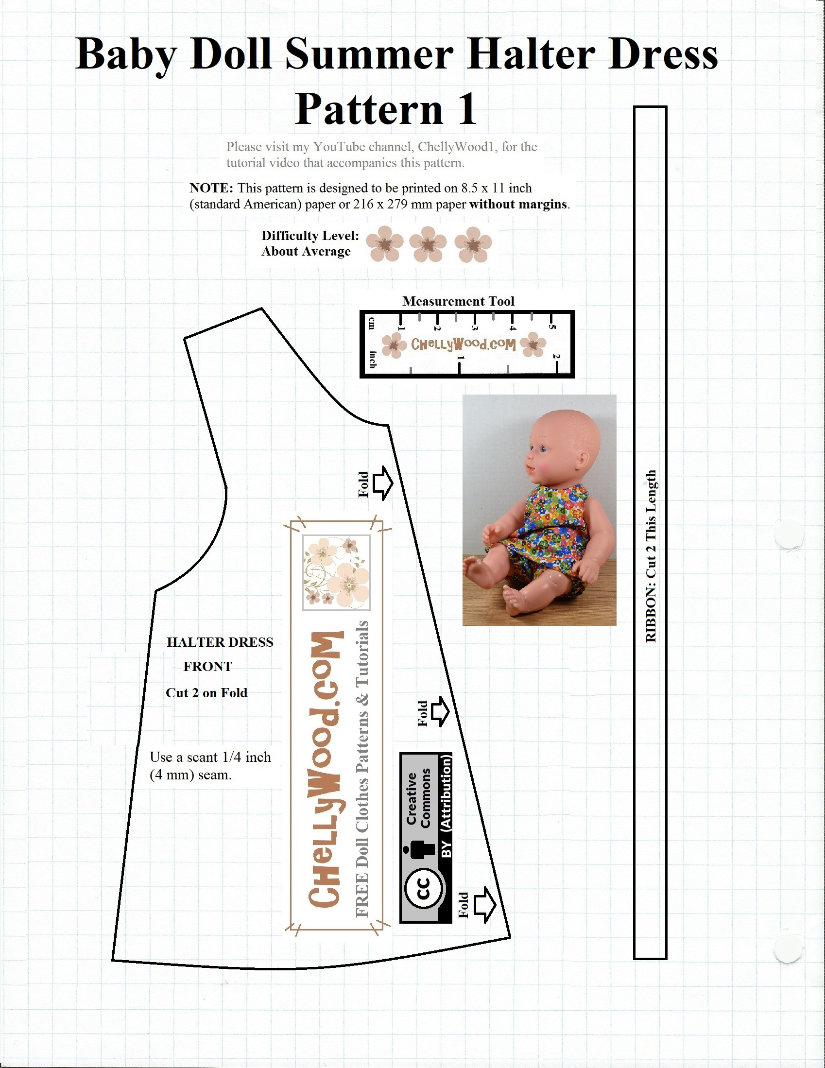 Free #Sewing Pattern For Baby #Dolls @ Chellywood #Crafts regarding Free Printable Patterns For Doll Clothes