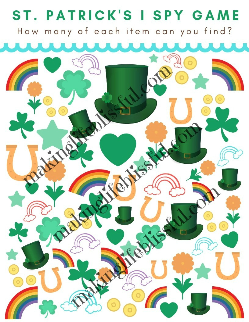 Free St. Patrick'S Day I Spy Game Printable | Making Life Blissful inside Find The Leprechaun Printable Tpt