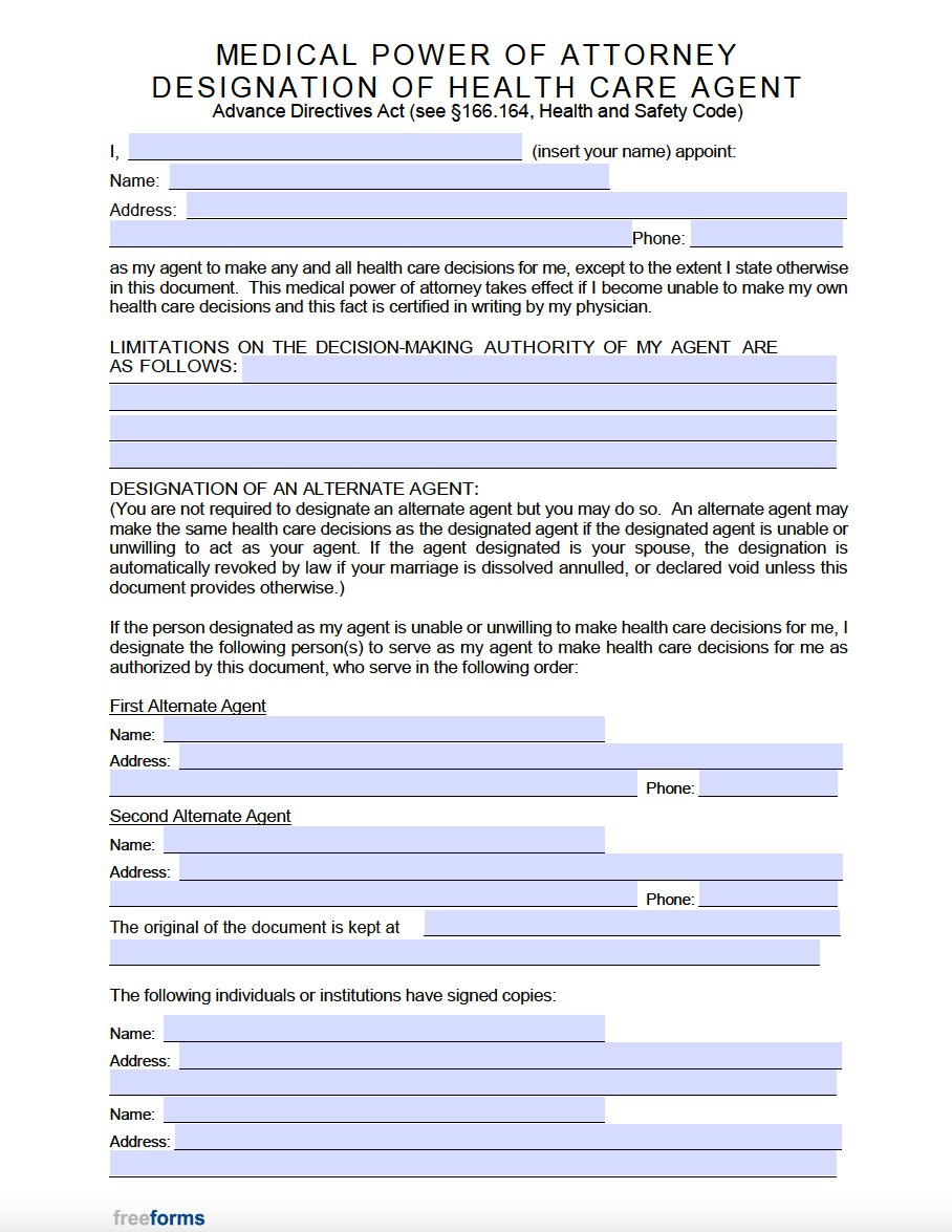 Free Texas Medical Power Of Attorney Form | Pdf with regard to Printable Medical Power of Attorney