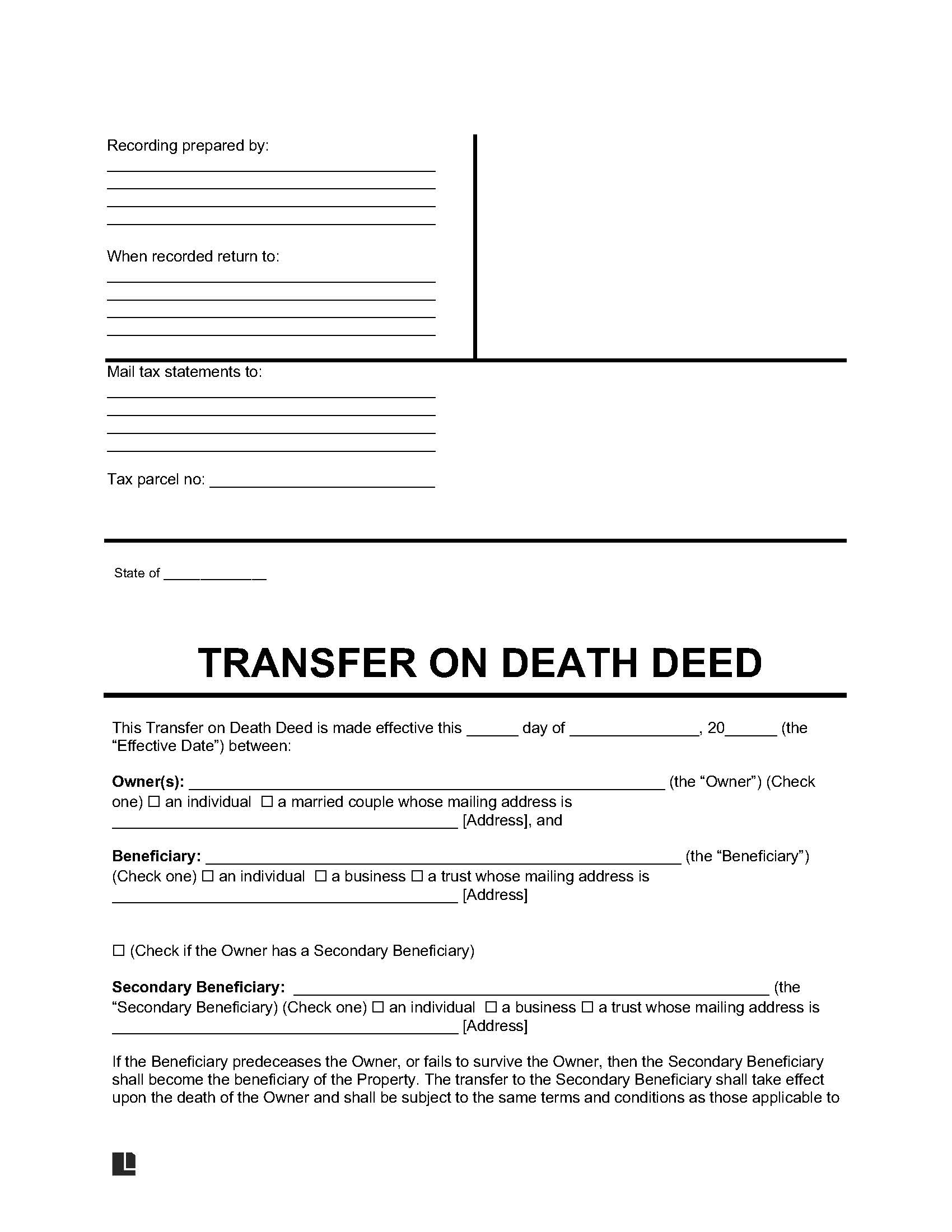 Free Transfer-On-Death Deed Form | Pdf &amp; Word for Free Printable Transfer on Death Deed Form